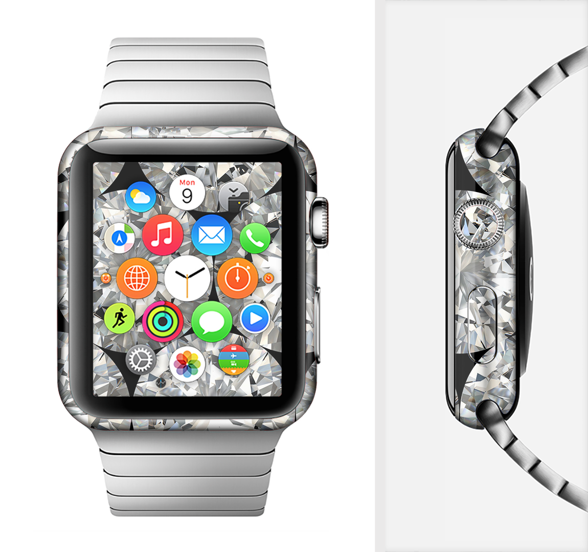 Diamond Pattern Full-Body Skin Kit for Apple Watch, showcasing stylish design and premium vinyl material.