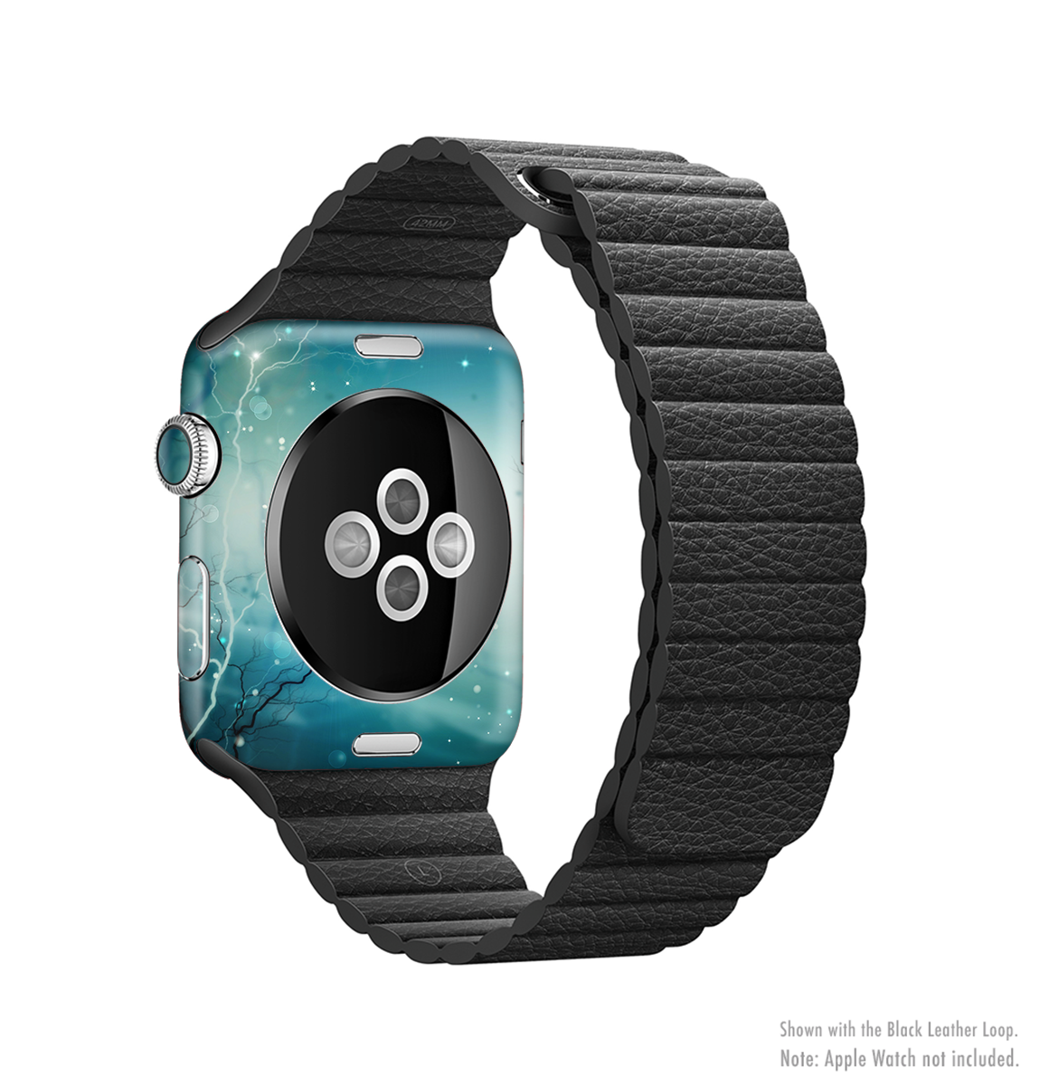 Electric Teal Volts Full-Body Skin Kit for Apple Watch, showcasing vibrant color and sleek design.