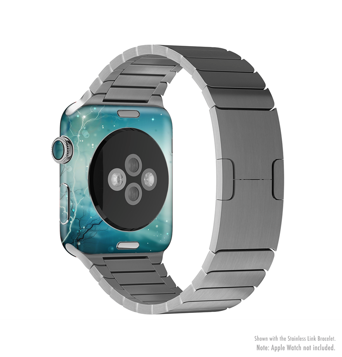 Electric Teal Volts Full-Body Skin Kit for Apple Watch, showcasing vibrant color and sleek design.