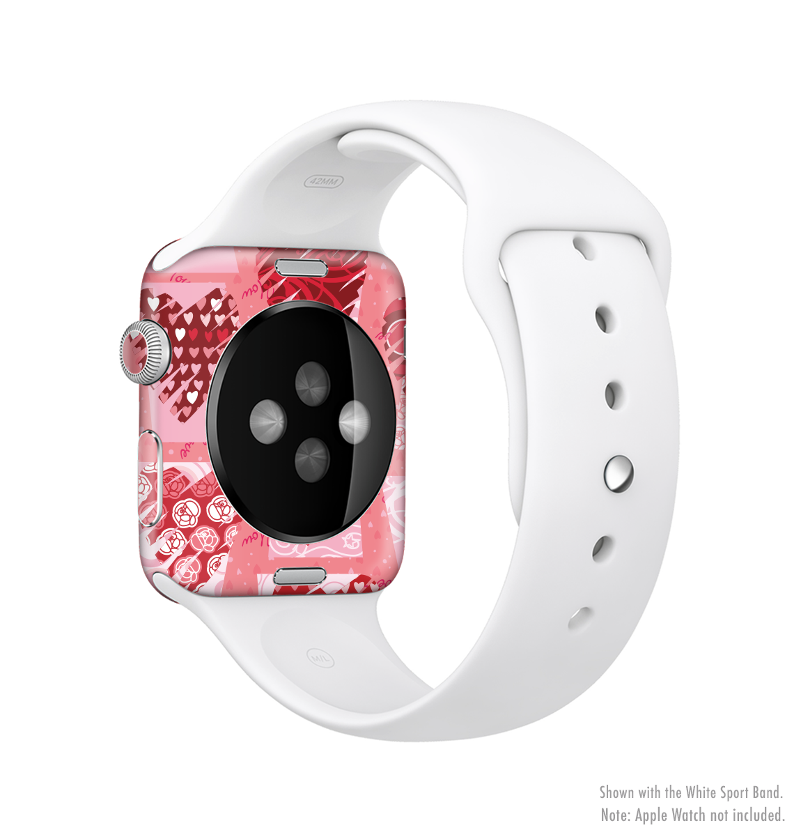 Etched Heart Layer Pattern Full-Body Skin Kit for Apple Watch, showcasing a stylish design and premium vinyl material.