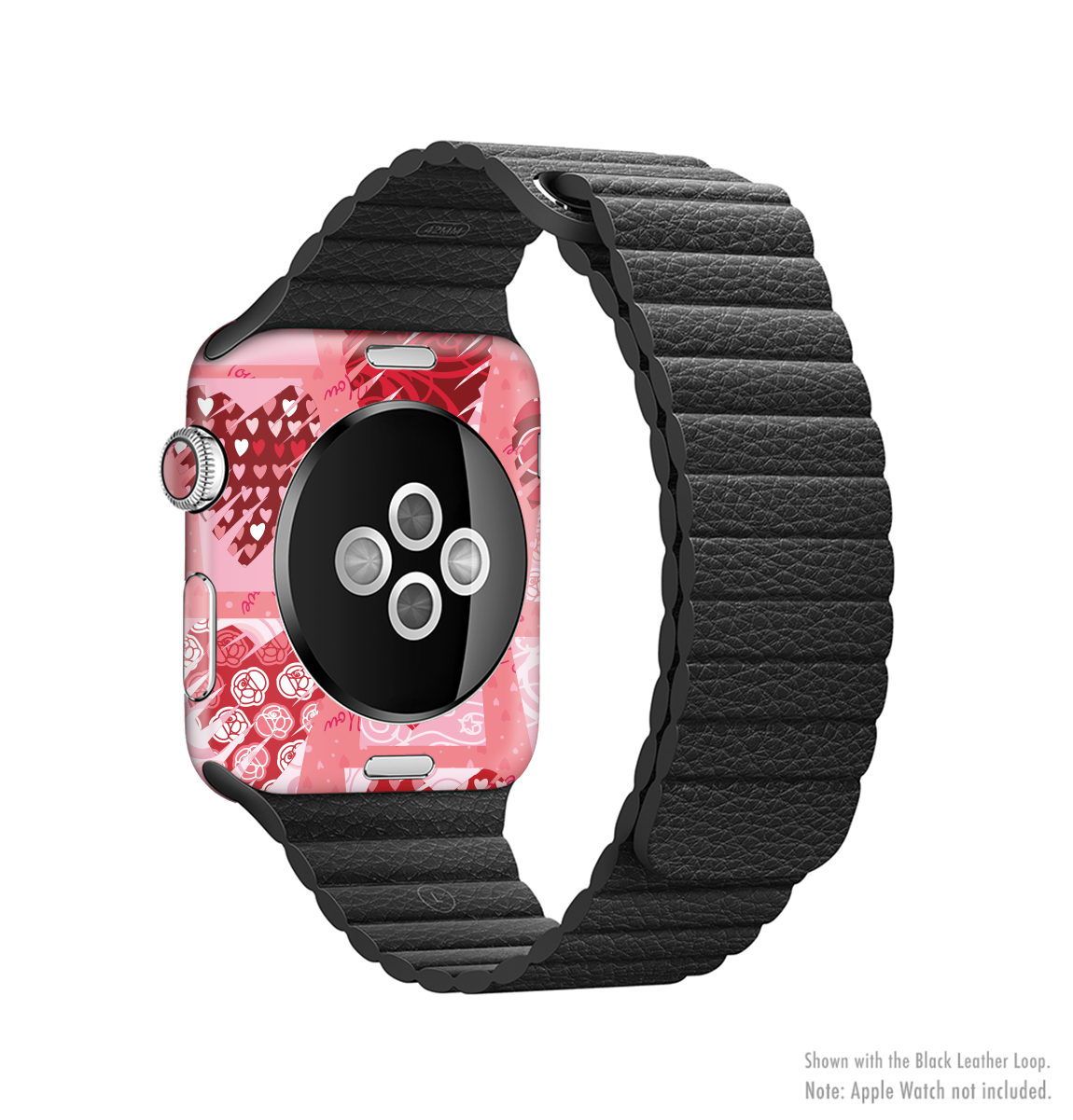 Etched Heart Layer Pattern Full-Body Skin Kit for Apple Watch, showcasing a stylish design and premium vinyl material.