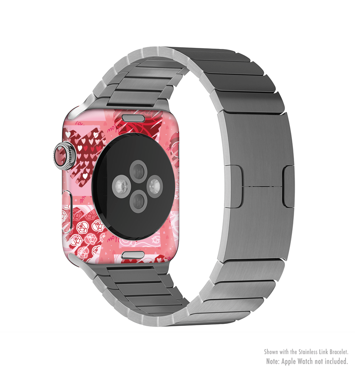 Etched Heart Layer Pattern Full-Body Skin Kit for Apple Watch, showcasing a stylish design and premium vinyl material.