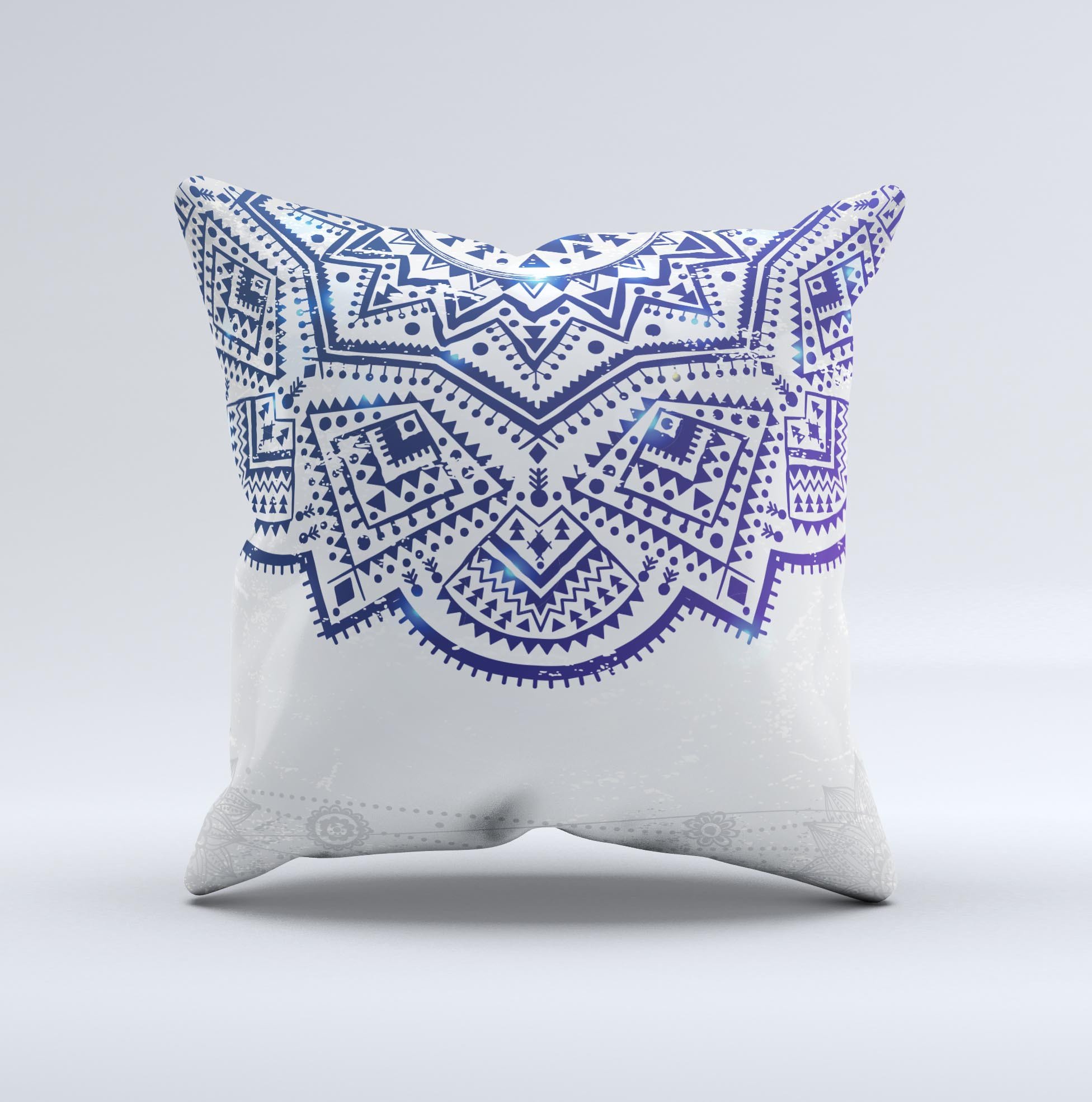 Ethnic Indian Vector Ornament throw pillow featuring vibrant colors and intricate designs, handmade in Virginia.