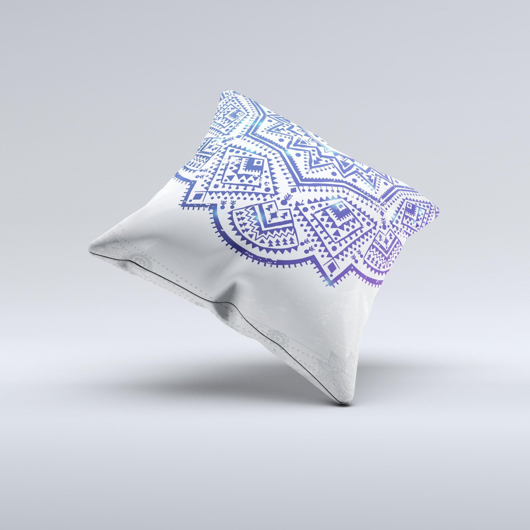 Ethnic Indian Vector Ornament throw pillow featuring vibrant colors and intricate designs, handmade in Virginia.