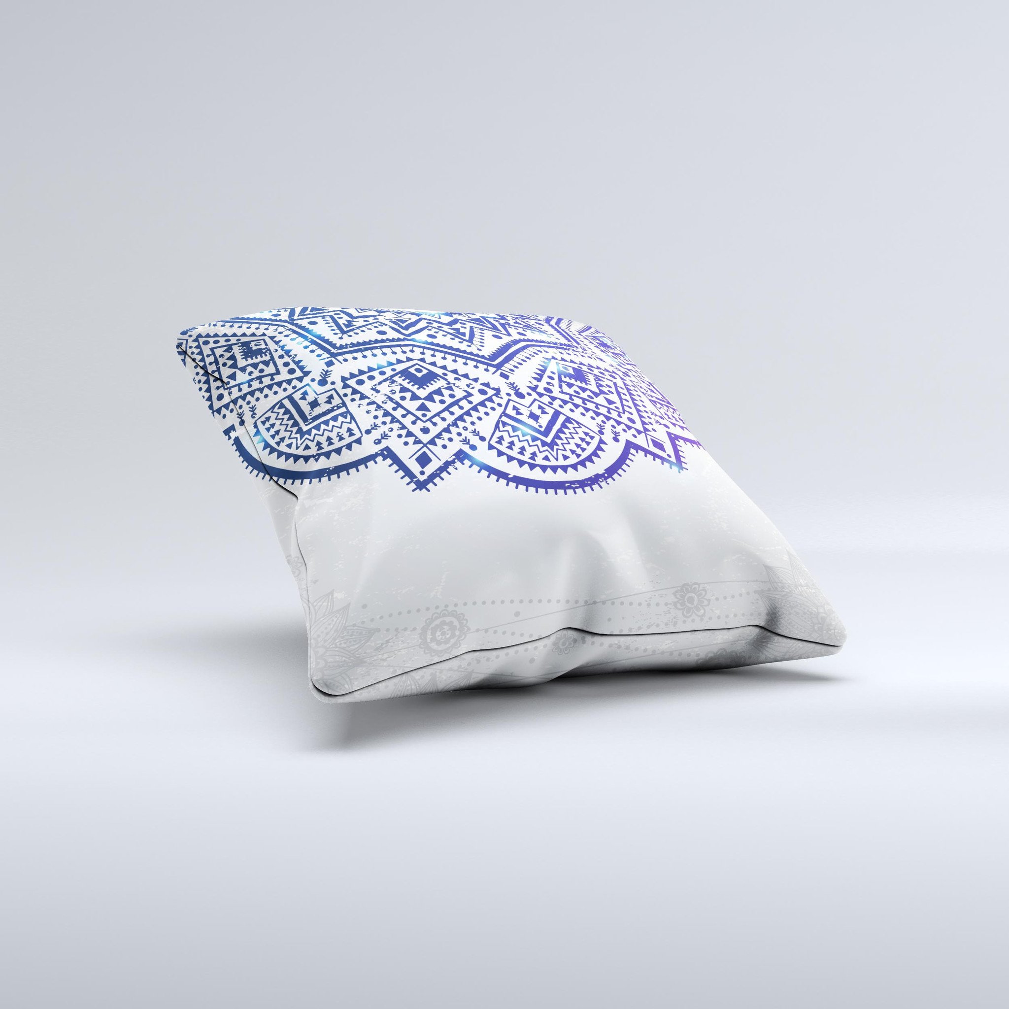 Ethnic Indian Vector Ornament throw pillow featuring vibrant colors and intricate designs, handmade in Virginia.