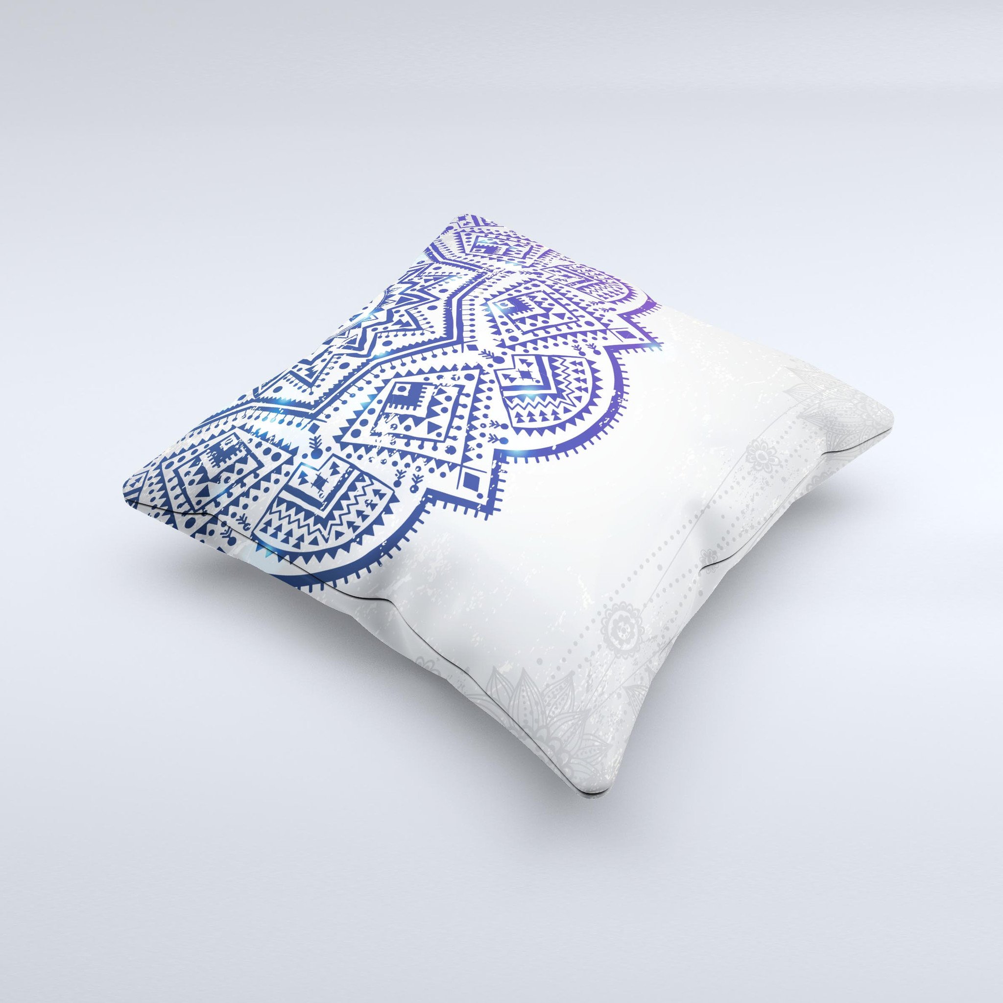 Ethnic Indian Vector Ornament throw pillow featuring vibrant colors and intricate designs, handmade in Virginia.