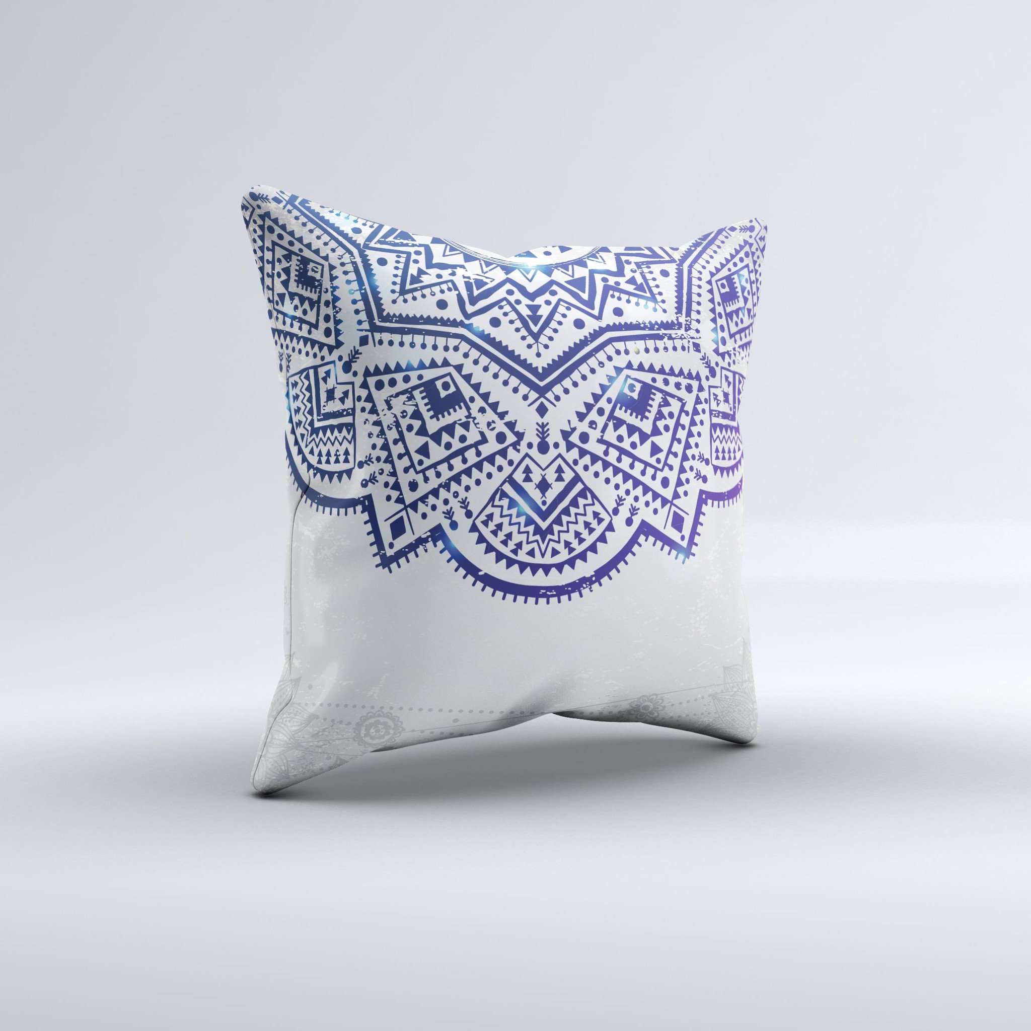 Ethnic Indian Vector Ornament throw pillow featuring vibrant colors and intricate designs, handmade in Virginia.