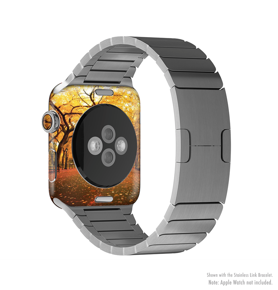 The Fall Back Road Full-Body Skin Kit for Apple Watch showcasing its sleek design and premium vinyl material.