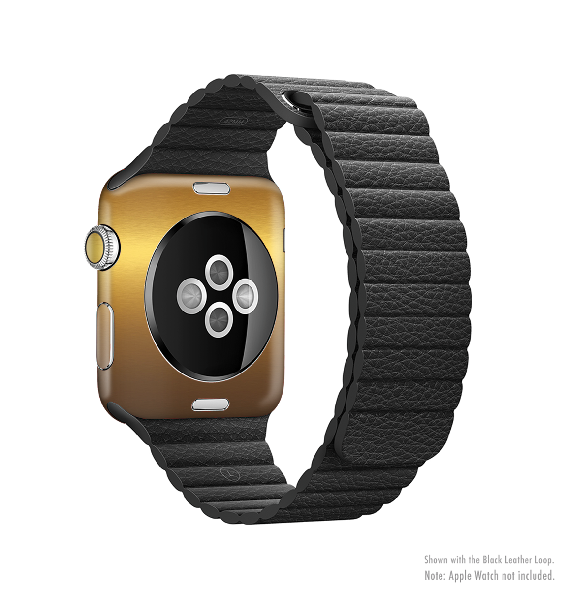 Gold Shimmer Surface Full-Body Skin Kit for Apple Watch, showcasing its elegant design and premium vinyl material.