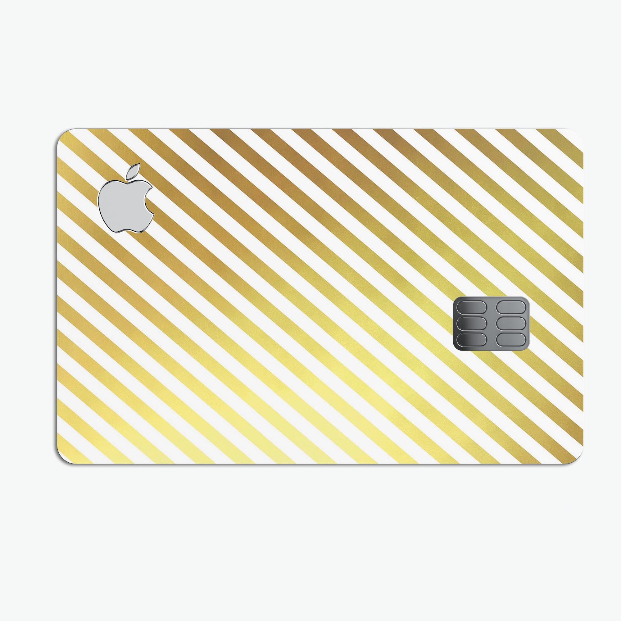 The Golden Diagonal Stripes decal skin-kit for Apple Card, showcasing premium vinyl design with a stylish finish.