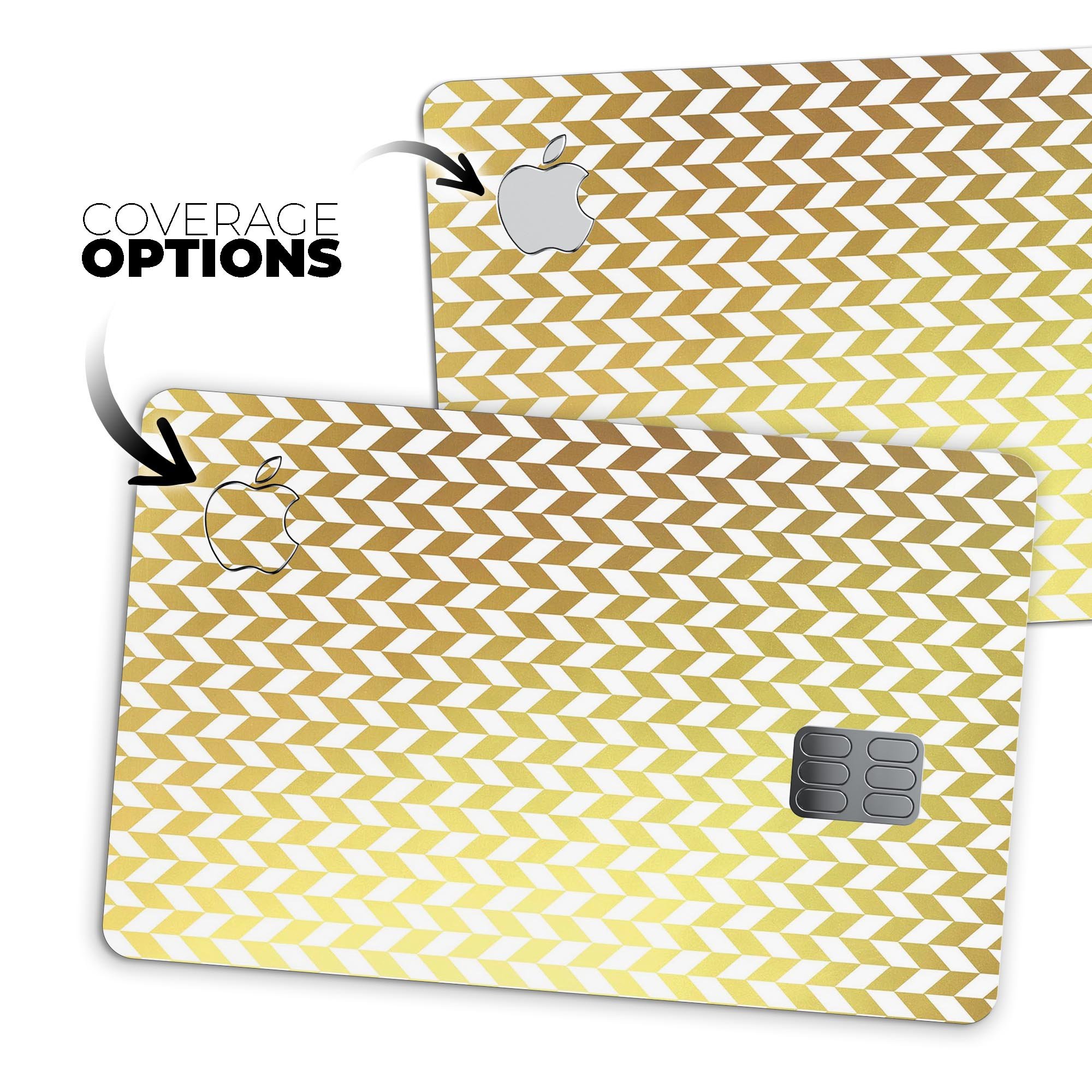 The Golden Herringbone Pattern skin kit for Apple Card, showcasing its stylish design and premium quality.