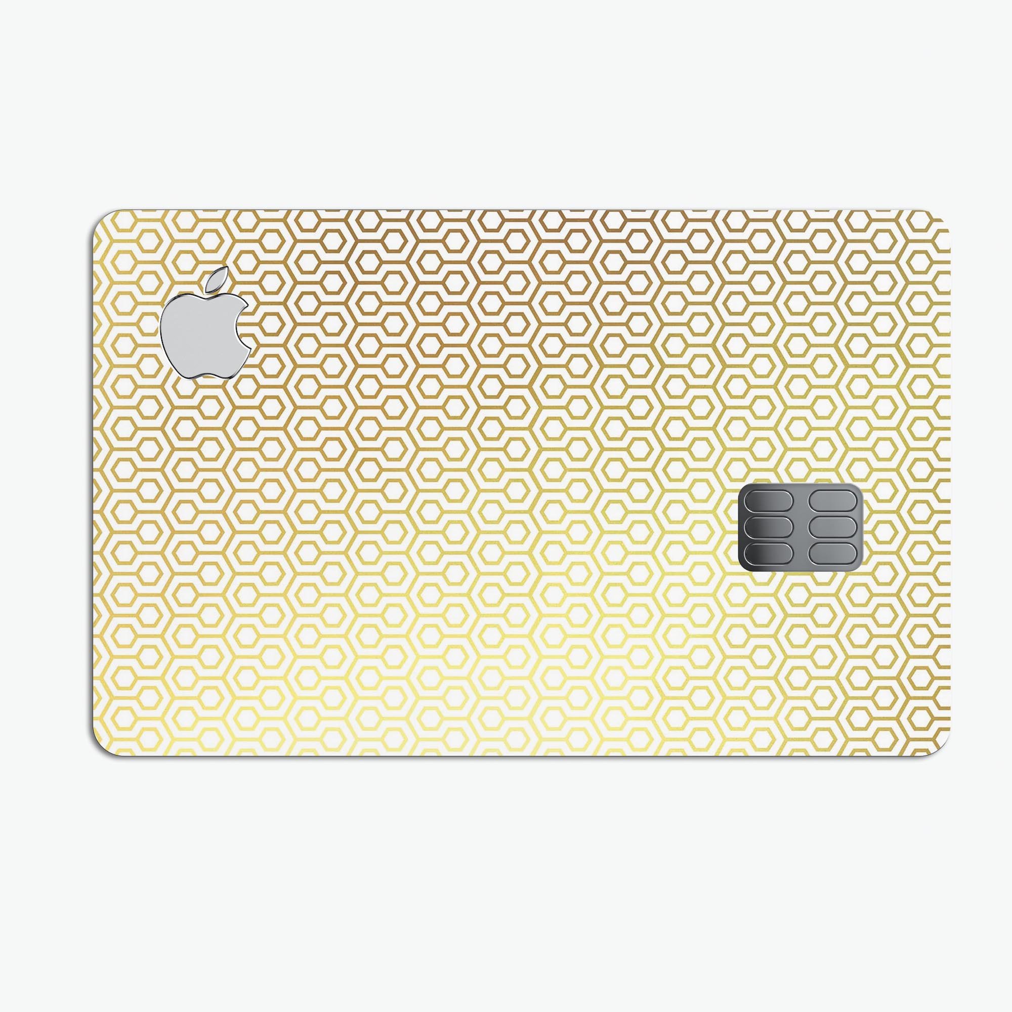 The Golden Honeycomb Pattern skin kit for Apple Card, showcasing its stylish design and premium vinyl material.