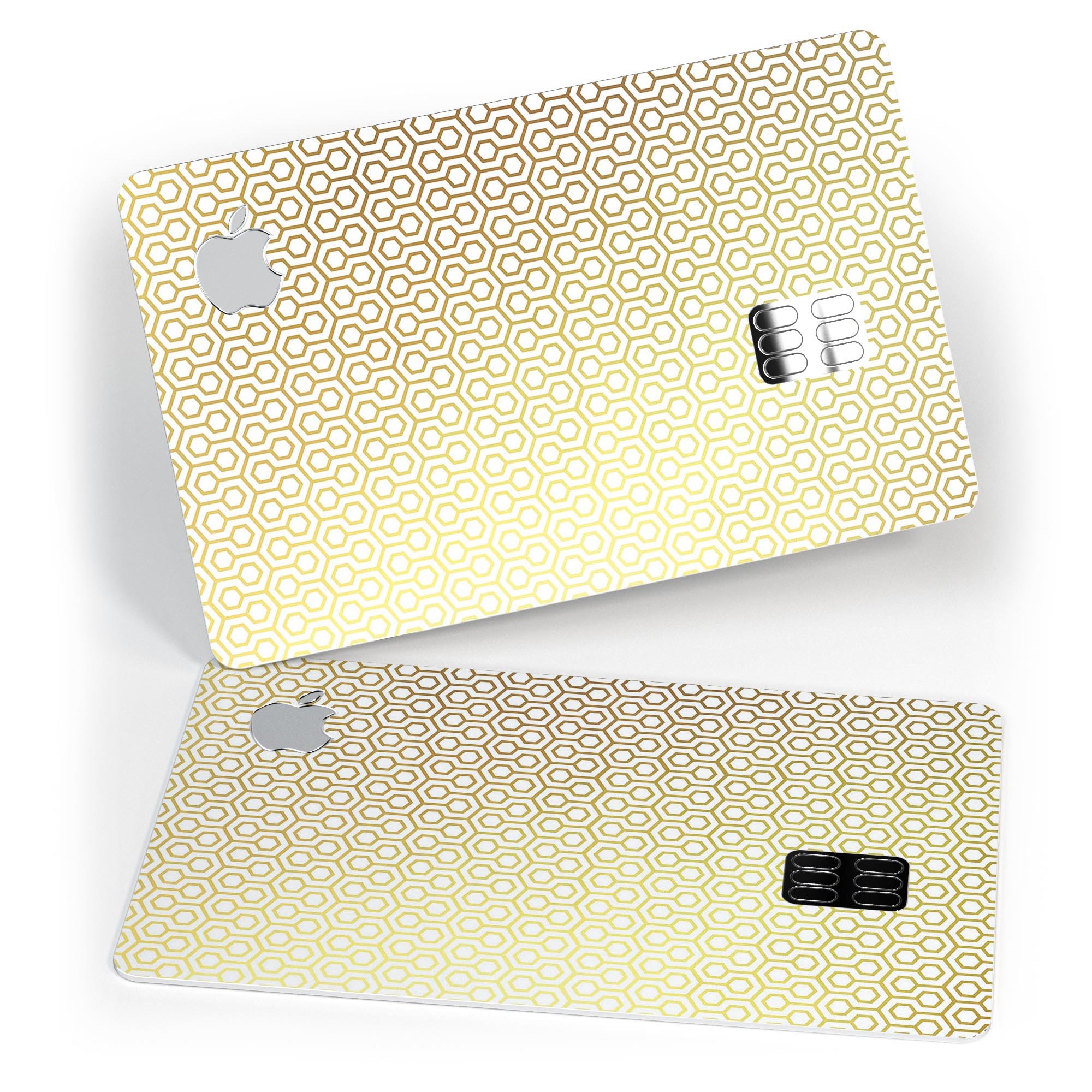 The Golden Honeycomb Pattern skin kit for Apple Card, showcasing its stylish design and premium vinyl material.