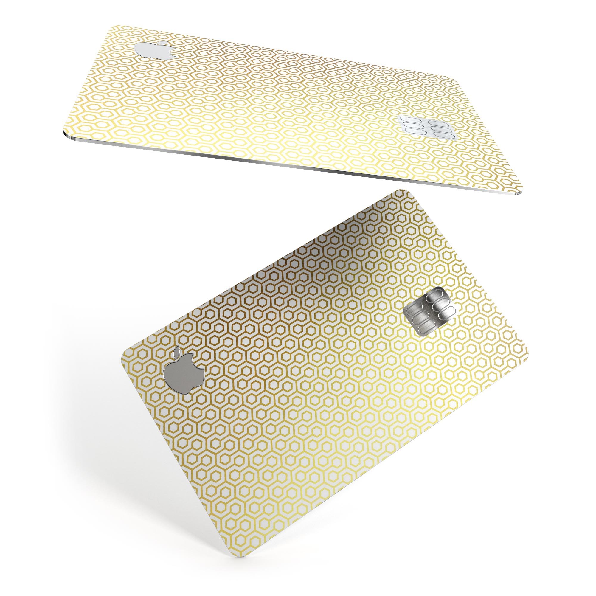 The Golden Honeycomb Pattern skin kit for Apple Card, showcasing its stylish design and premium vinyl material.