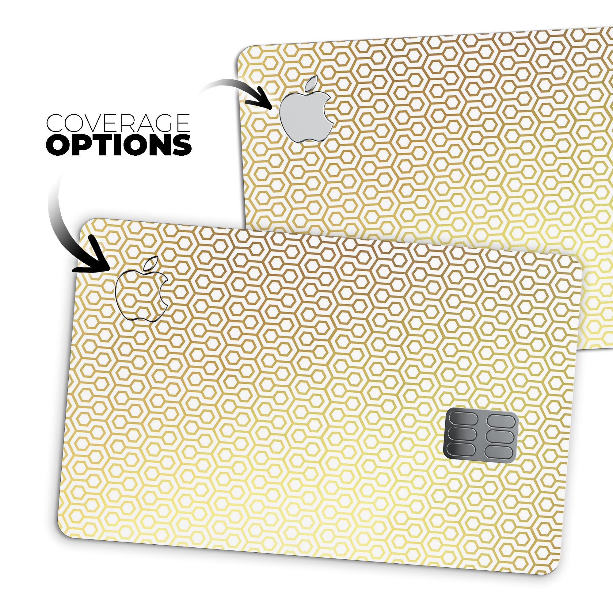 The Golden Honeycomb Pattern skin kit for Apple Card, showcasing its stylish design and premium vinyl material.