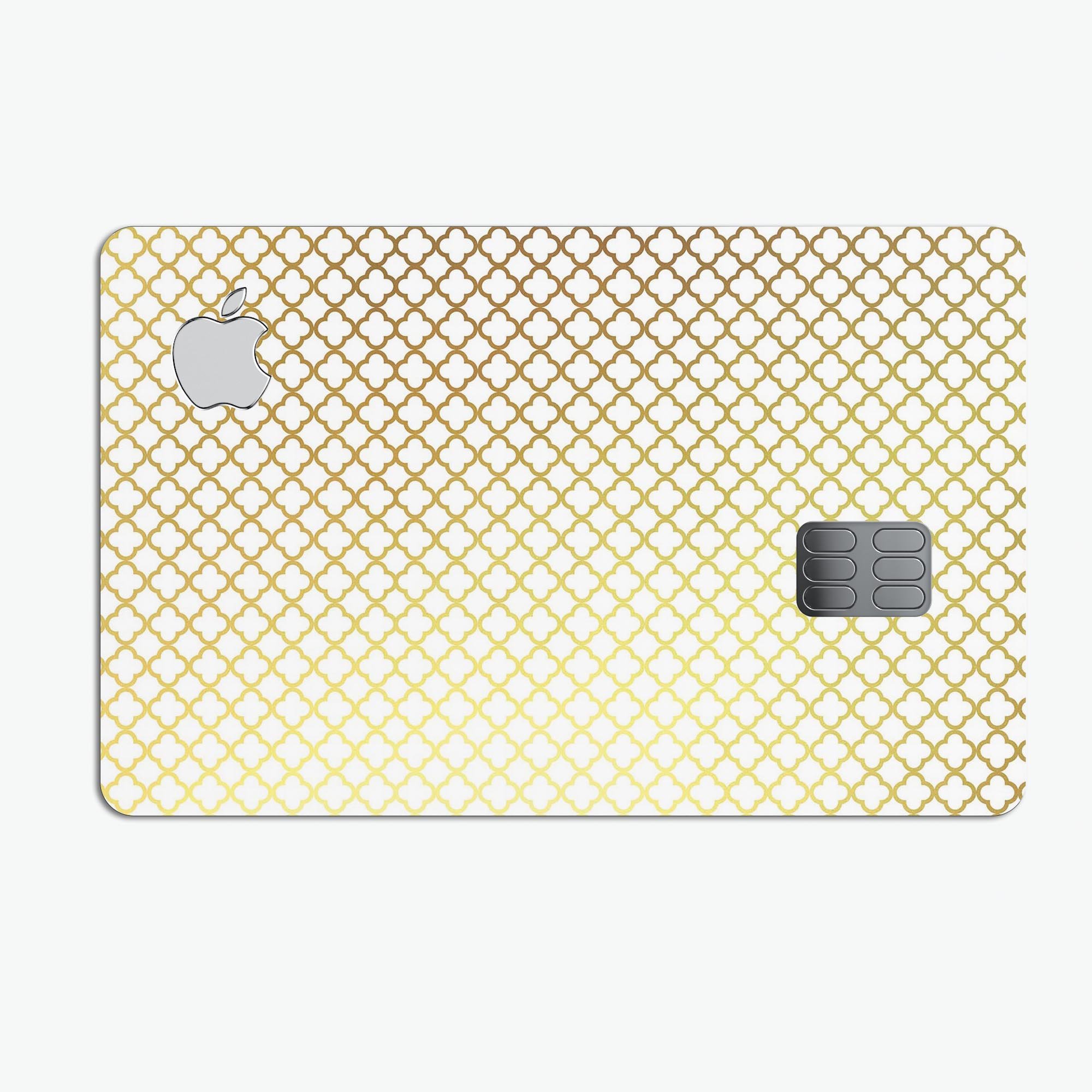 The Golden Micro Moroccan Pattern decal skin for Apple Card, showcasing intricate design and premium finish.