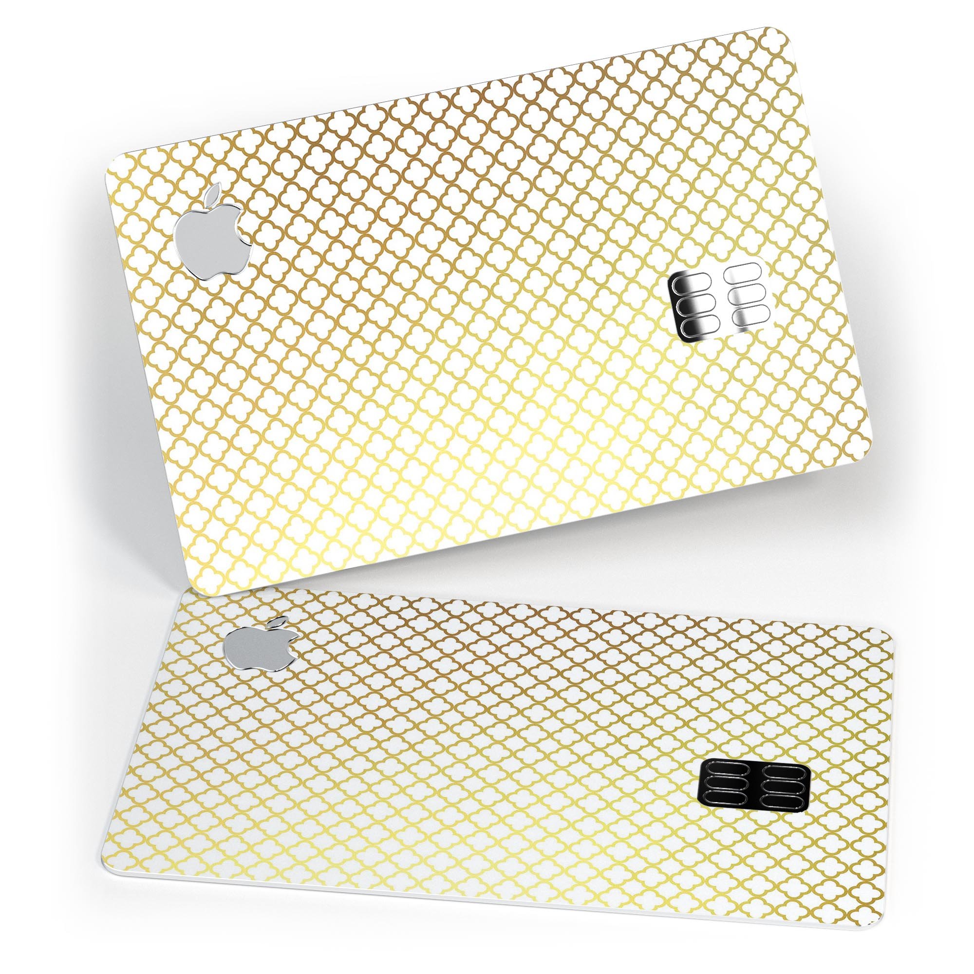 The Golden Micro Moroccan Pattern decal skin for Apple Card, showcasing intricate design and premium finish.