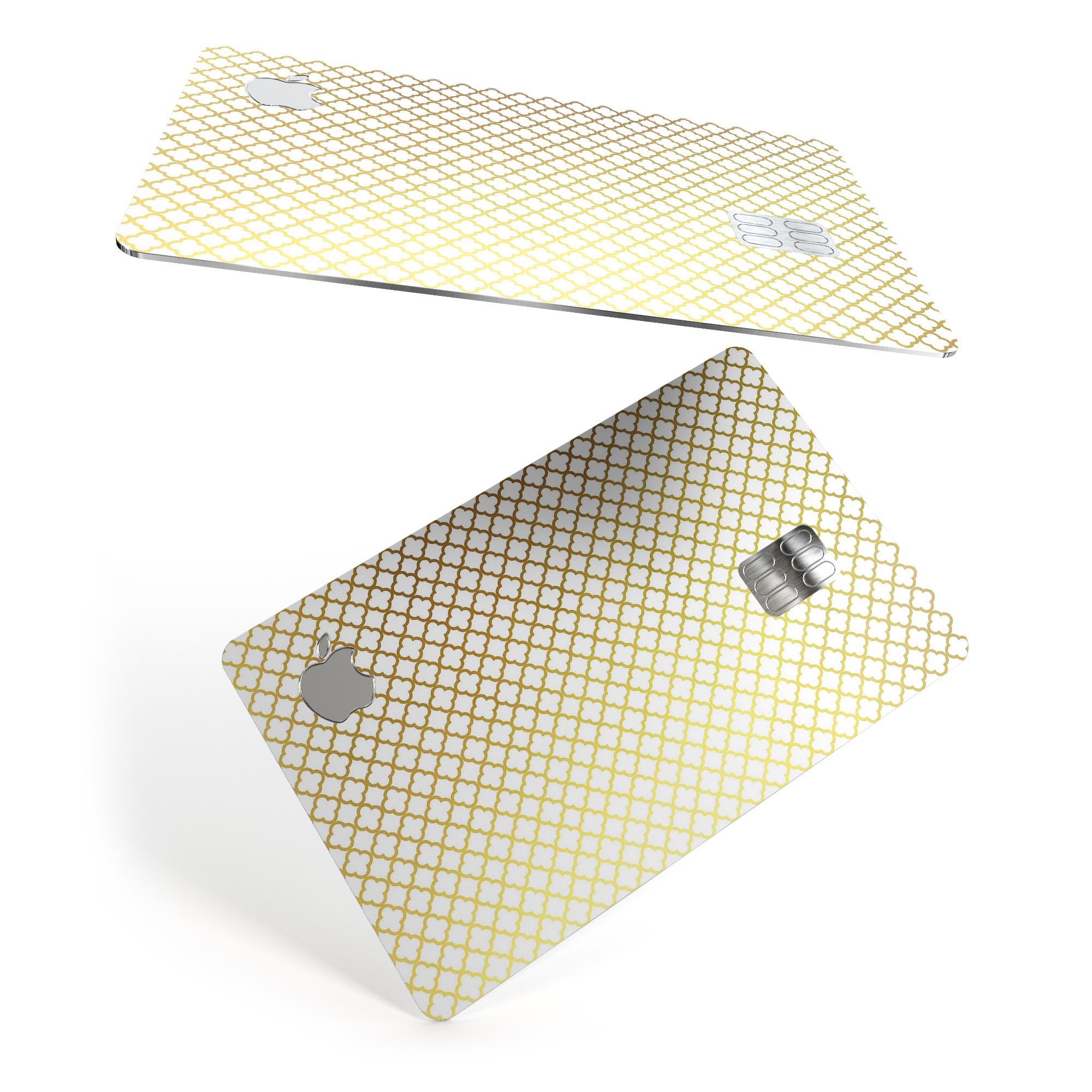 The Golden Micro Moroccan Pattern decal skin for Apple Card, showcasing intricate design and premium finish.