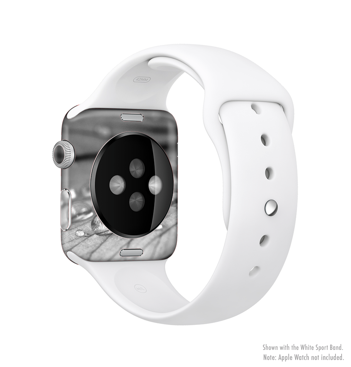 Grayscale Watered Leaf Full-Body Skin Kit for Apple Watch, showcasing a stylish design with a premium vinyl finish.