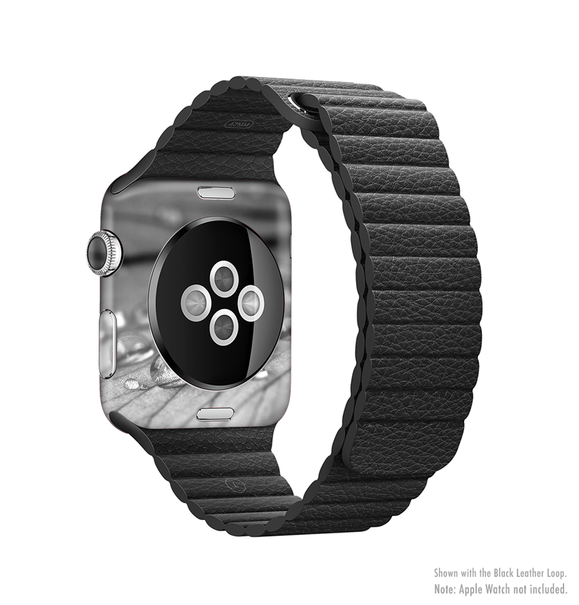 Grayscale Watered Leaf Full-Body Skin Kit for Apple Watch, showcasing a stylish design with a premium vinyl finish.