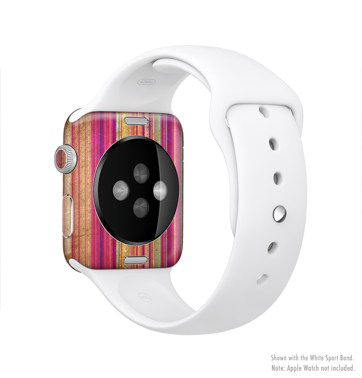 Grunge Thin Vibrant Strips Full-Body Skin Kit for Apple Watch, showcasing vibrant designs and a sleek fit.