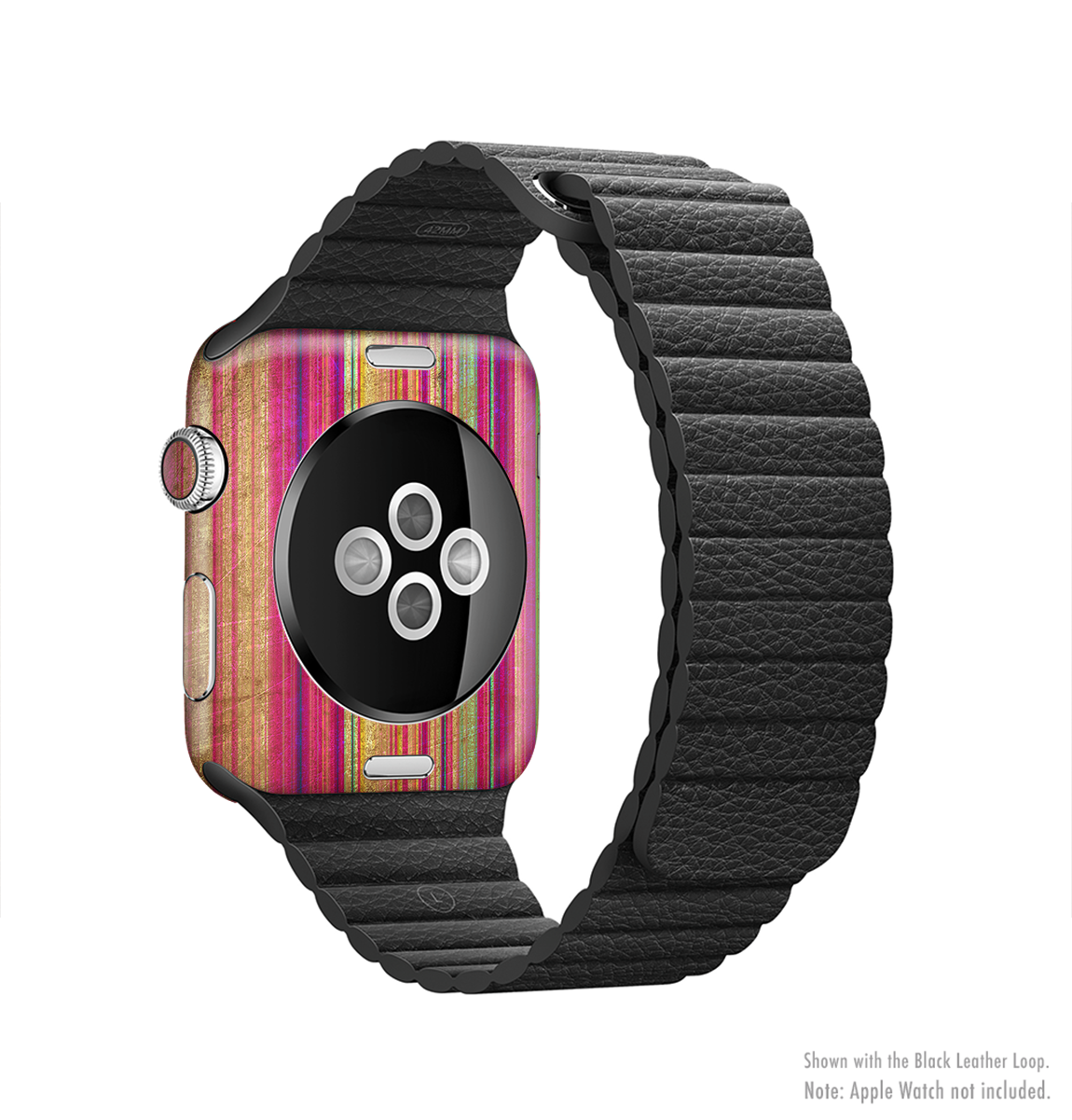 Grunge Thin Vibrant Strips Full-Body Skin Kit for Apple Watch, showcasing vibrant designs and a sleek fit.