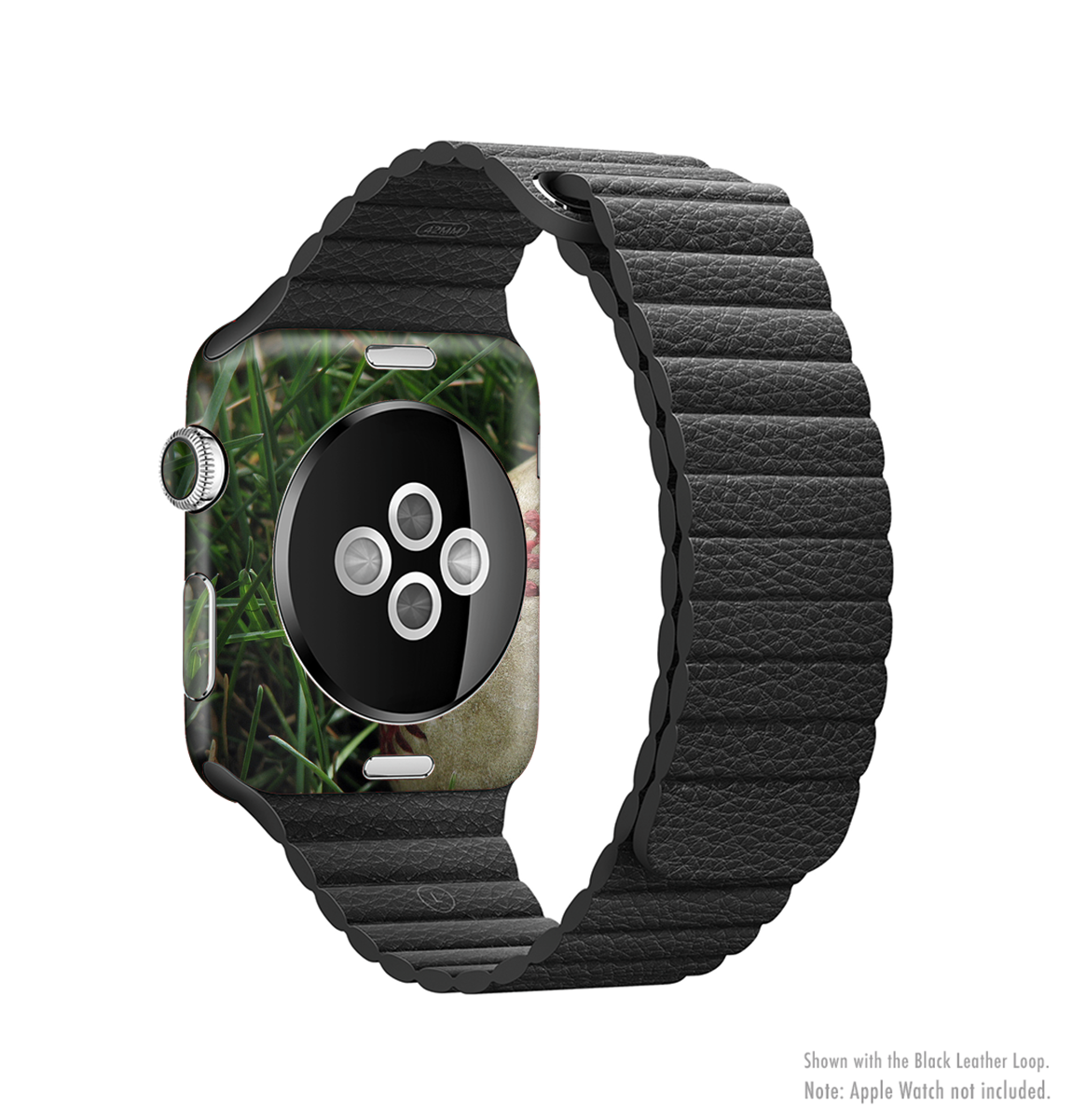 Grunge Worn Baseball Full-Body Skin Kit for Apple Watch showcasing a stylish design with a wrap-around fit.