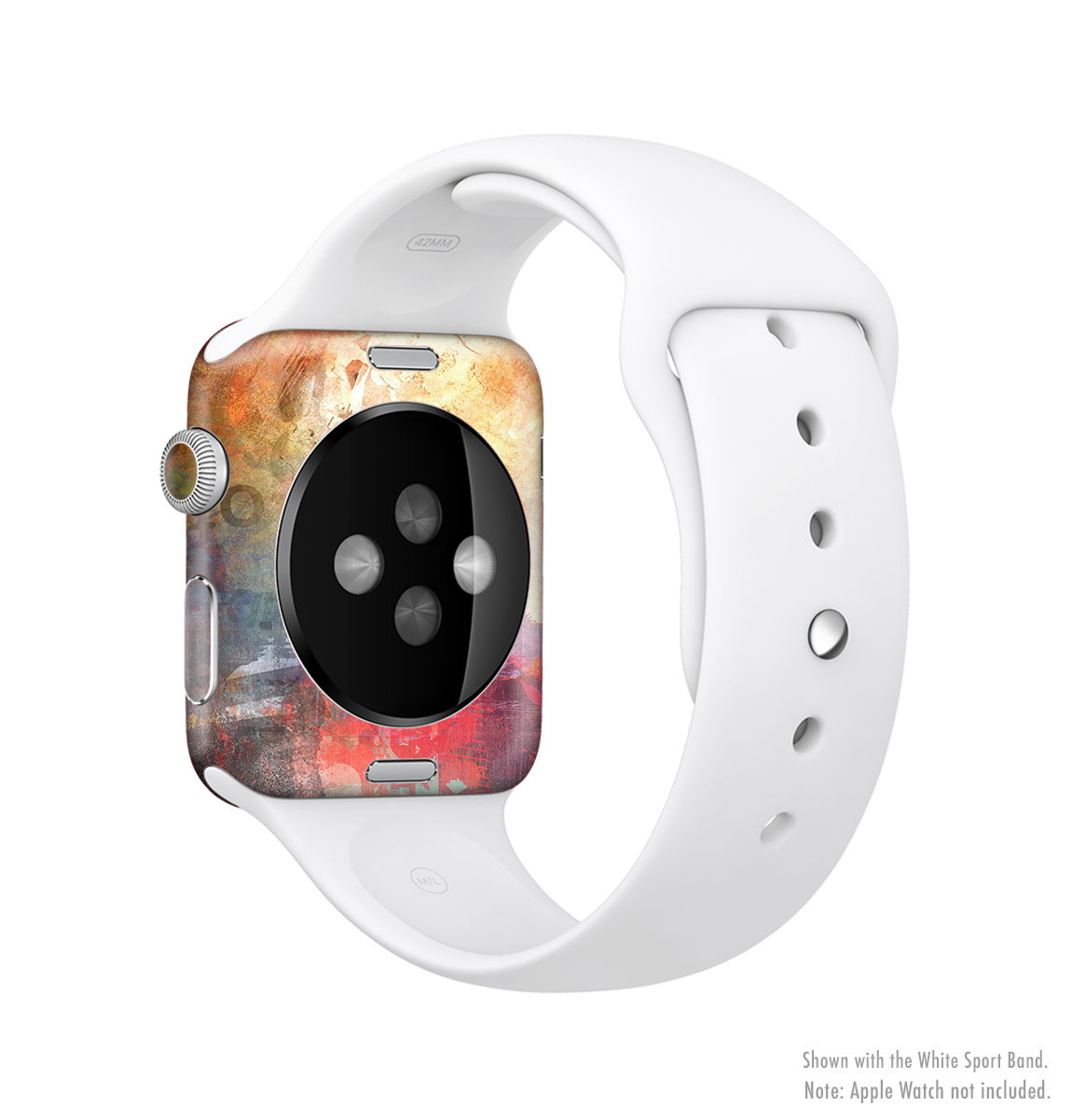 Grungy Colorful Faded Paint Full-Body Skin Kit for Apple Watch, showcasing vibrant colors and unique design.