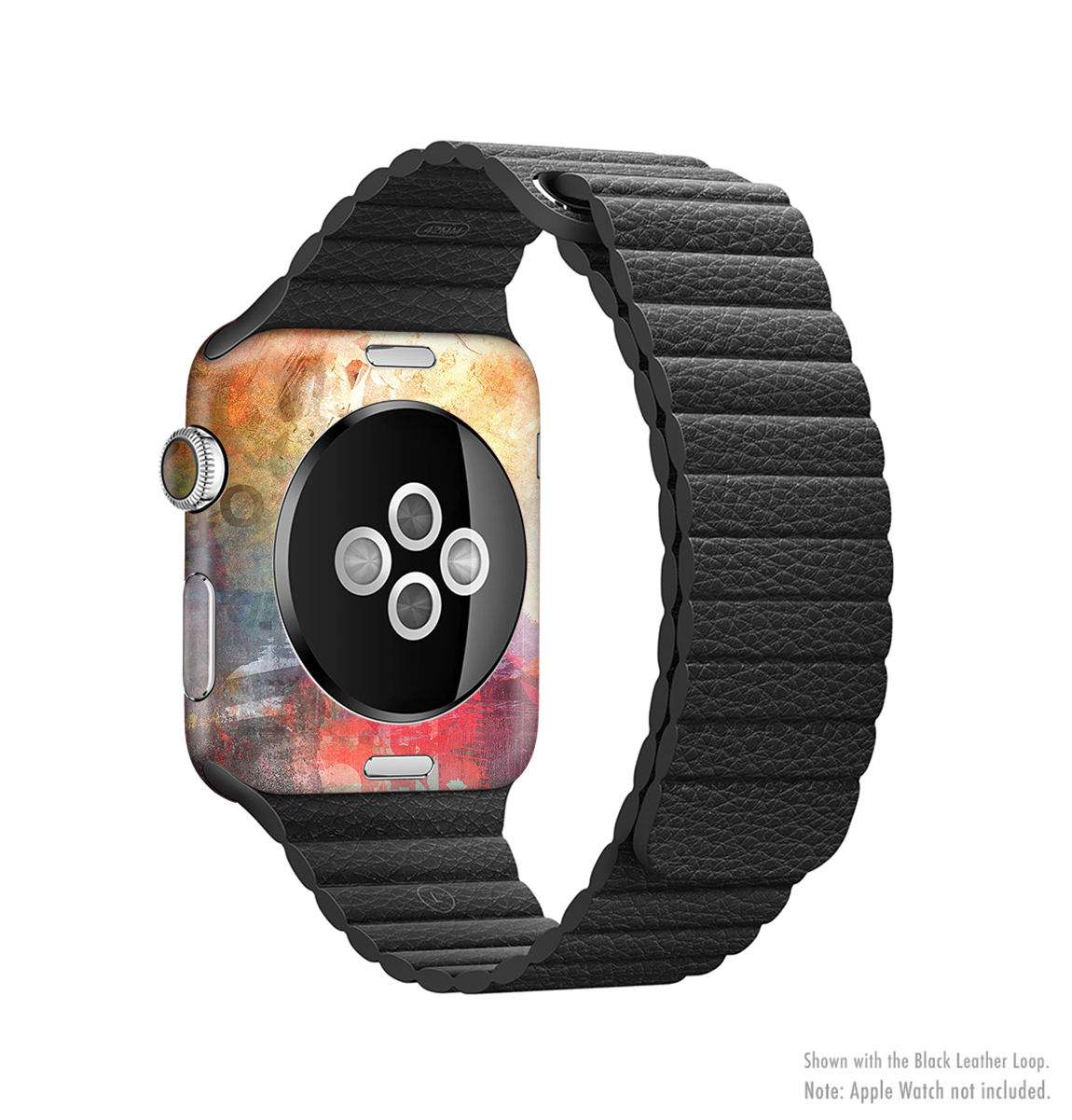 Grungy Colorful Faded Paint Full-Body Skin Kit for Apple Watch, showcasing vibrant colors and unique design.