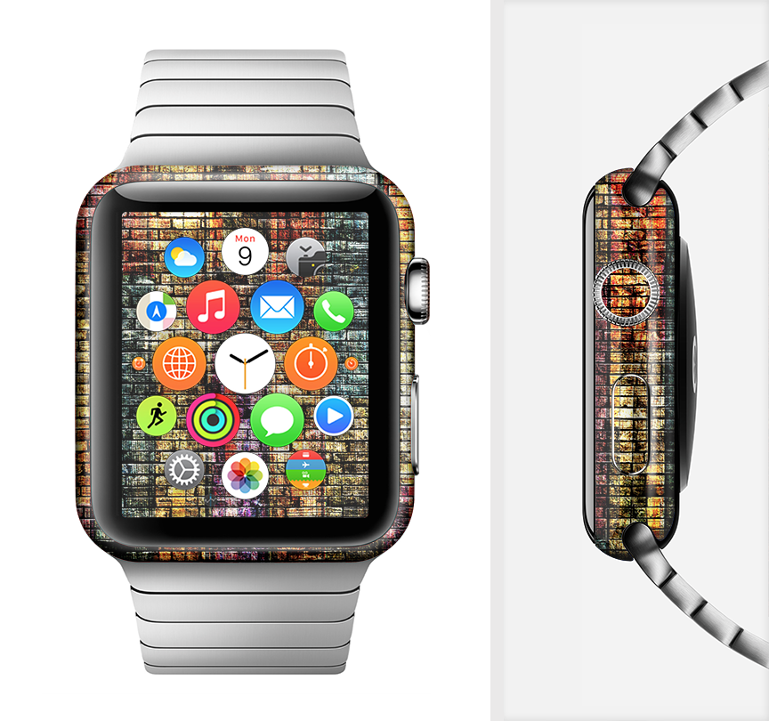 Grungy Dark Small Tiled Full-Body Skin Kit for Apple Watch, showcasing a stylish design with premium vinyl material.