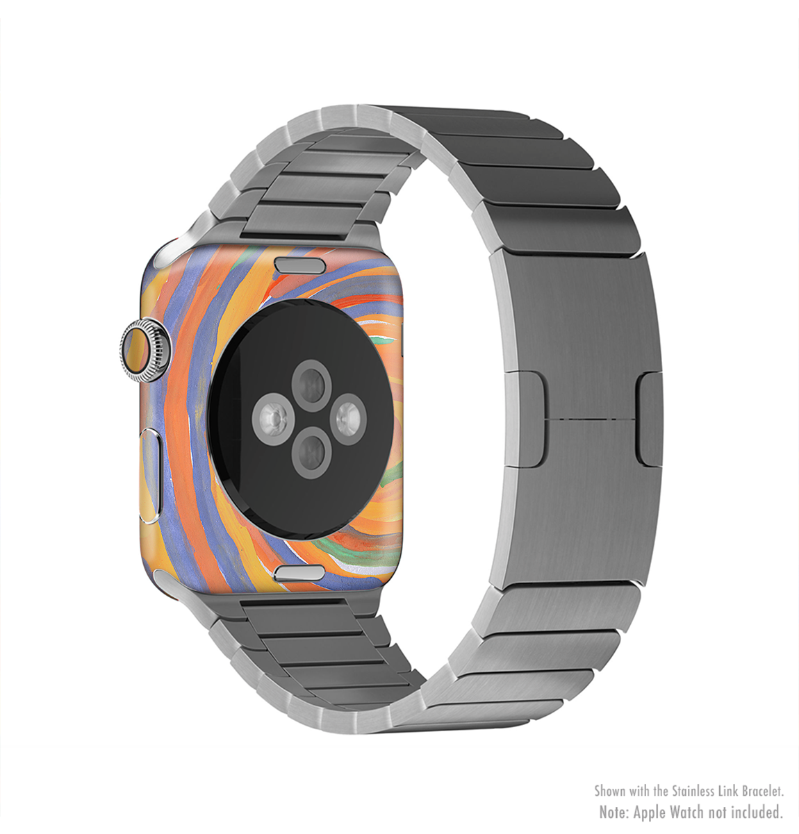 Hand-Painted Circle Strokes Full-Body Skin Kit for Apple Watch, showcasing vibrant colors and unique design.