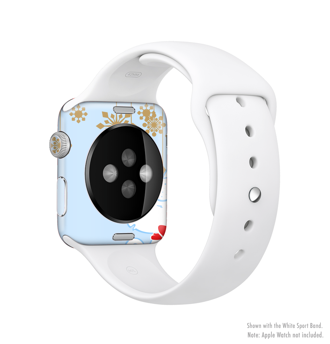 The Happy Winter Cartoon Cat Full-Body Skin Kit for Apple Watch featuring a playful cartoon cat design on a premium vinyl material.