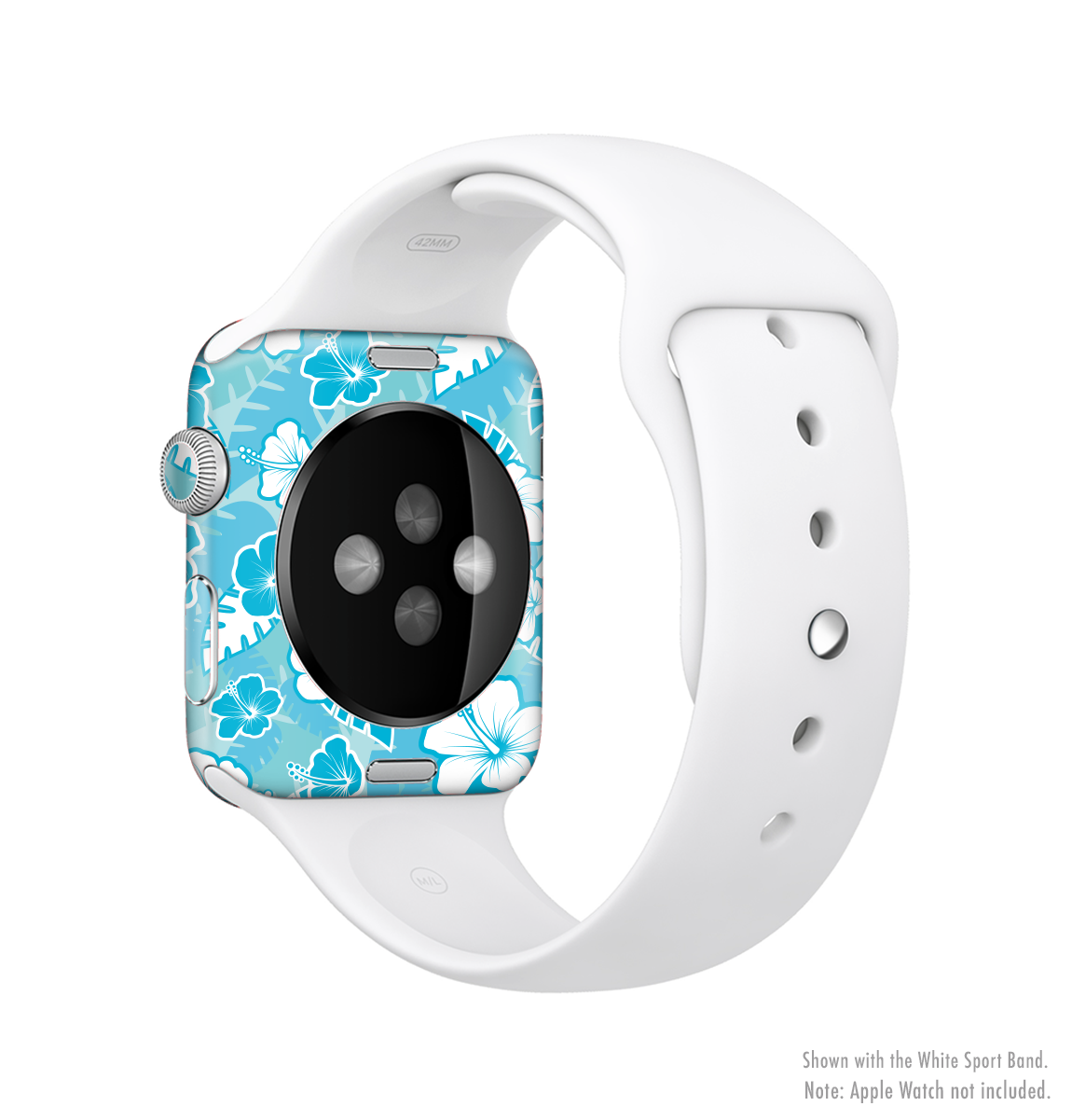 Hawaiian Floral Pattern V4 Full-Body Skin Kit for Apple Watch showcasing vibrant floral design and premium vinyl material.