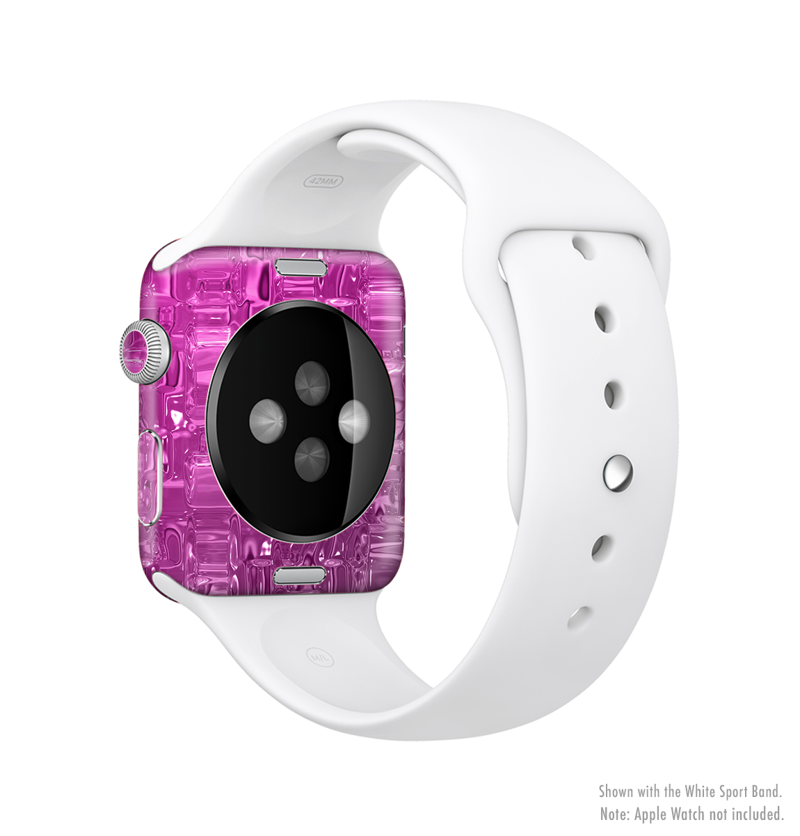 Hot Pink Mercury Full-Body Skin Kit for Apple Watch, showcasing vibrant color and sleek design.