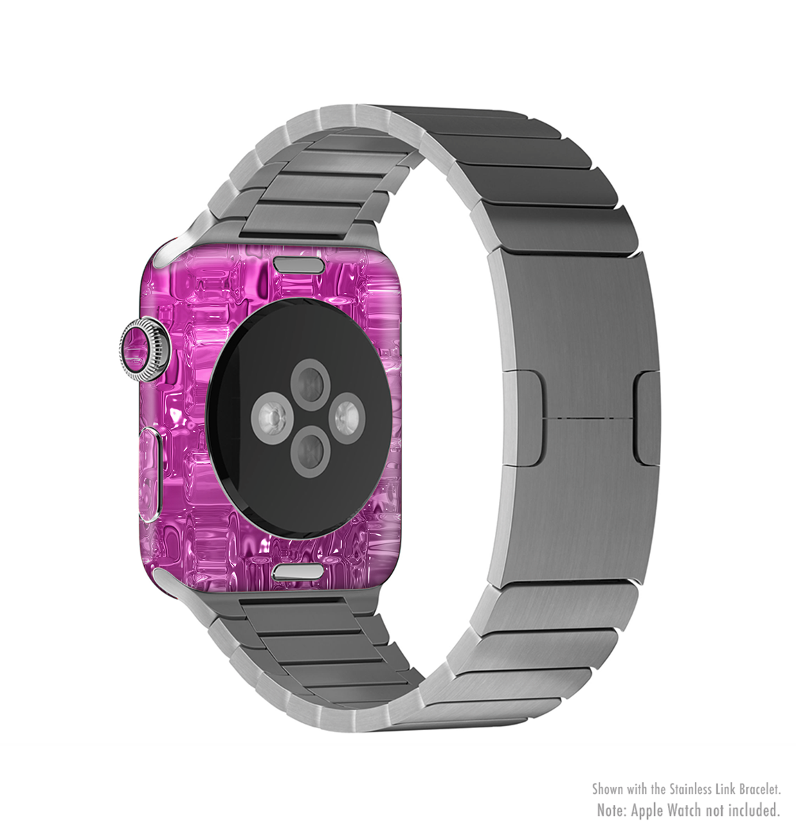 Hot Pink Mercury Full-Body Skin Kit for Apple Watch, showcasing vibrant color and sleek design.