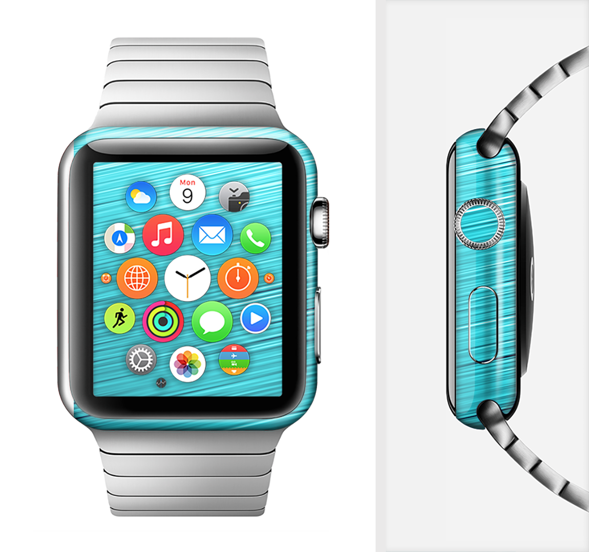 Light Blue Slanted Streaks Full-Body Skin Kit for Apple Watch, showcasing a stylish design and premium vinyl material.