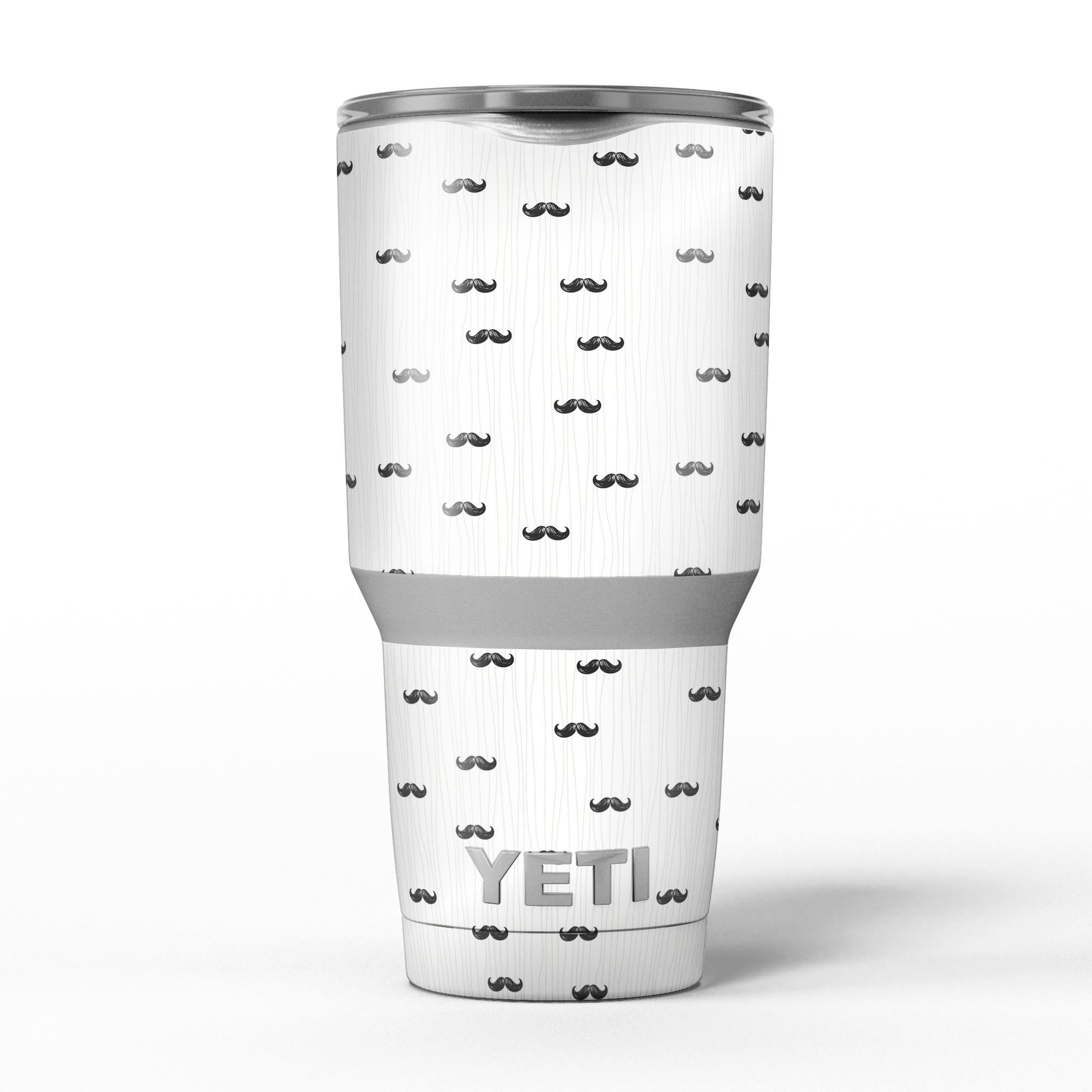 The Micro Mustache Pattern skin decal vinyl wrap kit for Yeti Coolers, showcasing a stylish mustache design on premium vinyl.