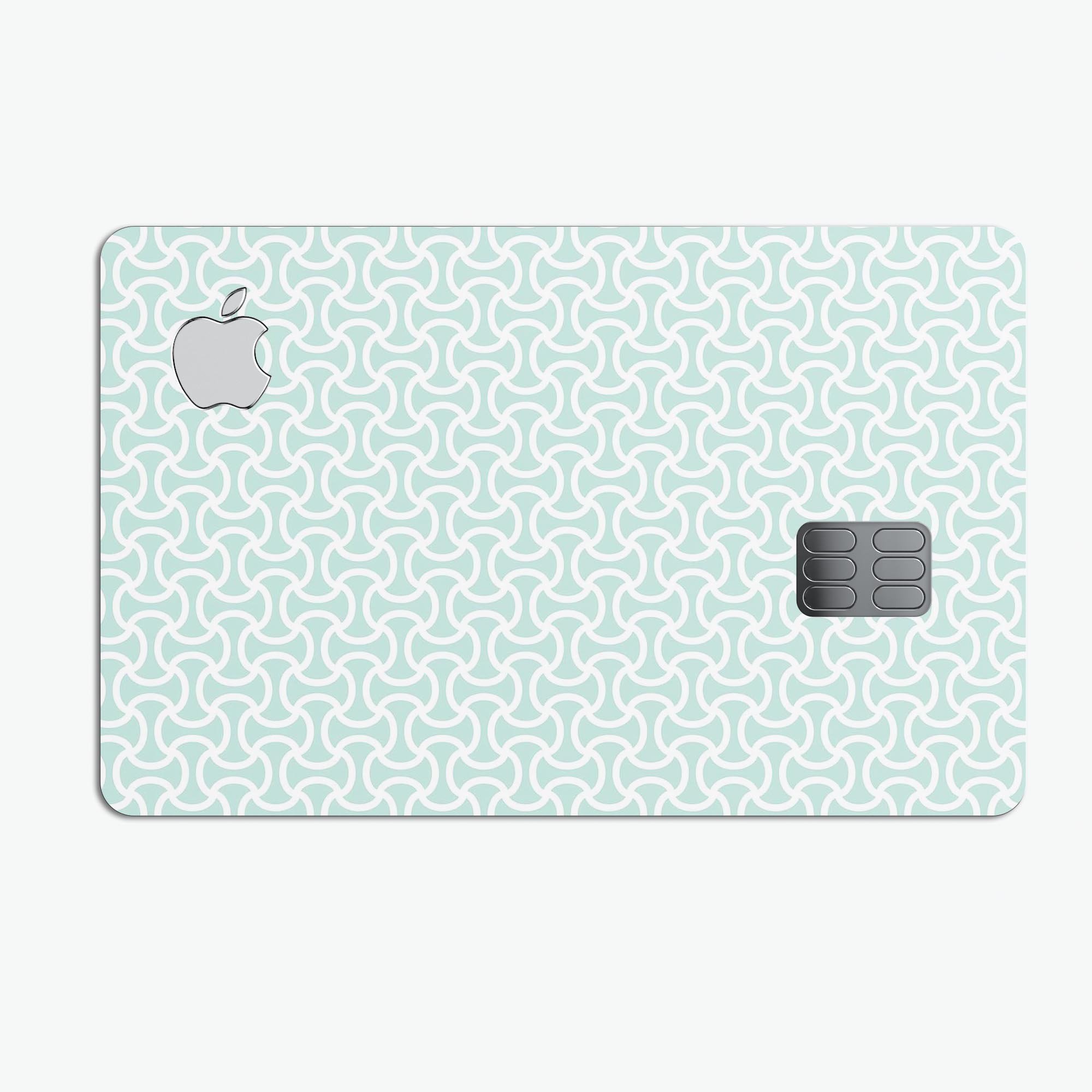 The Mint and White Axed Pattern skin for Apple Card, showcasing its stylish design and premium quality.