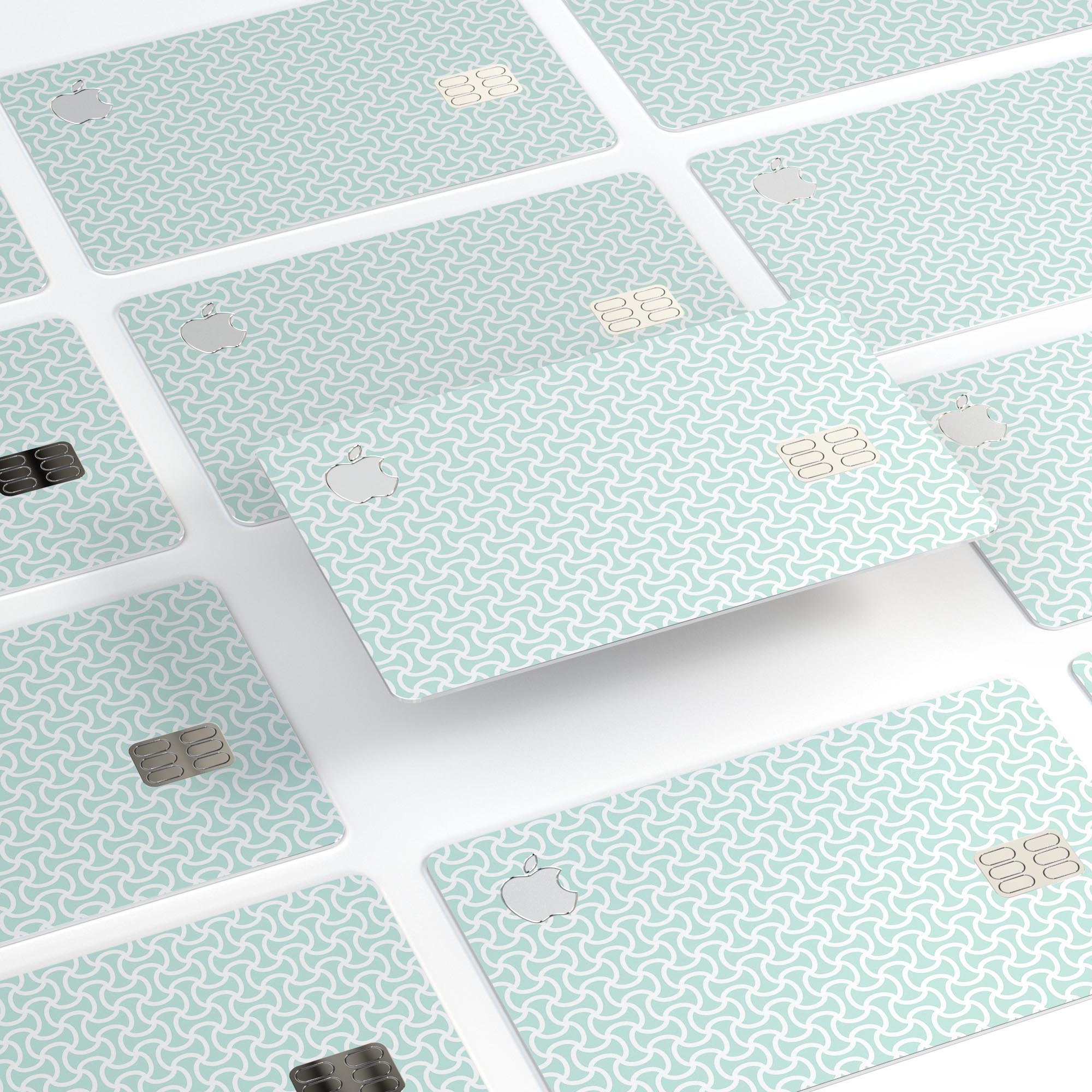 The Mint and White Axed Pattern skin for Apple Card, showcasing its stylish design and premium quality.