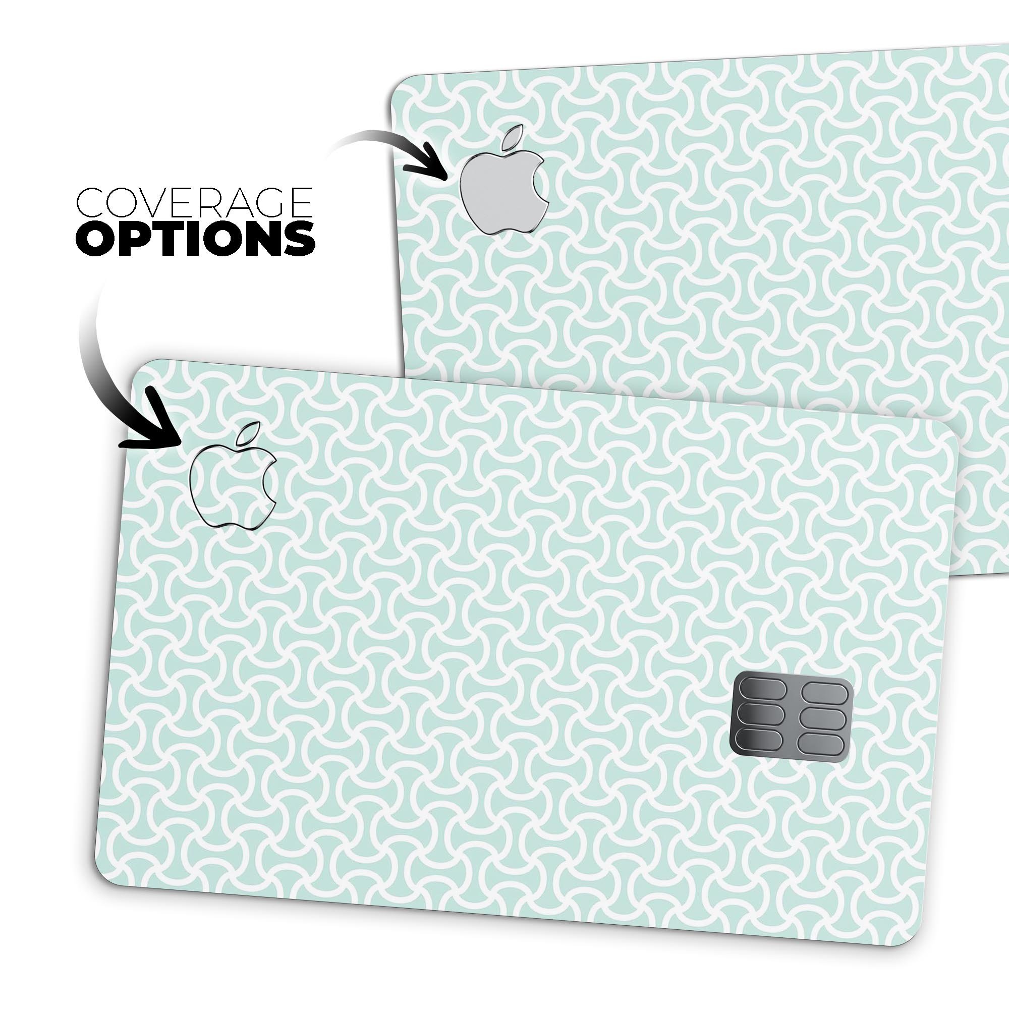 The Mint and White Axed Pattern skin for Apple Card, showcasing its stylish design and premium quality.