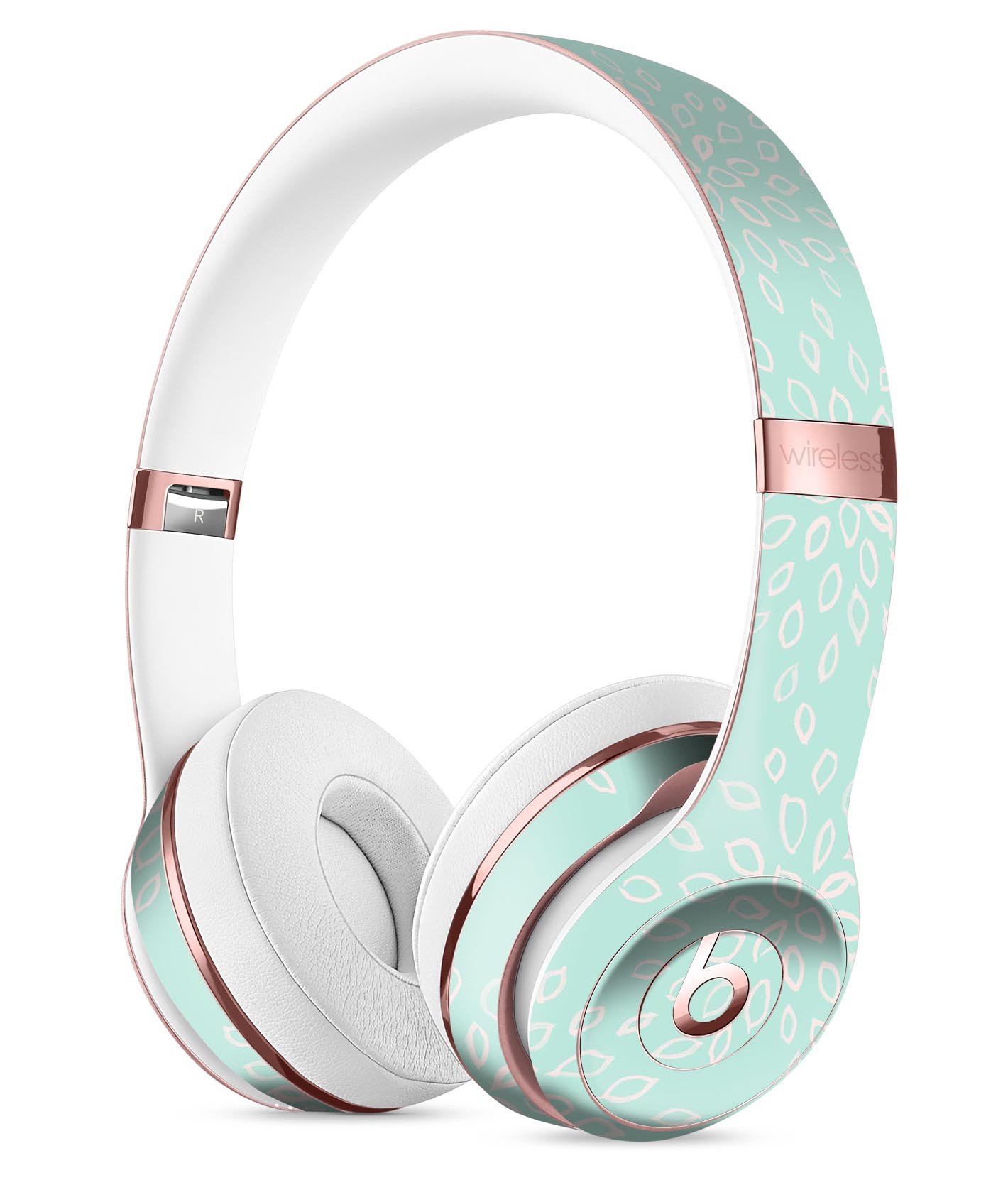 Mint Flower Sprout Full-Body Skin Kit for Beats by Dre Solo 3, showcasing vibrant floral design on headphones.