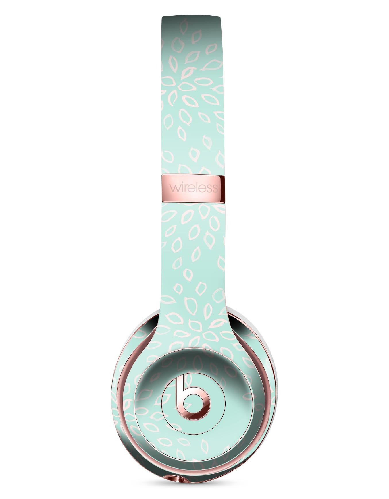 Mint Flower Sprout Full-Body Skin Kit for Beats by Dre Solo 3, showcasing vibrant floral design on headphones.