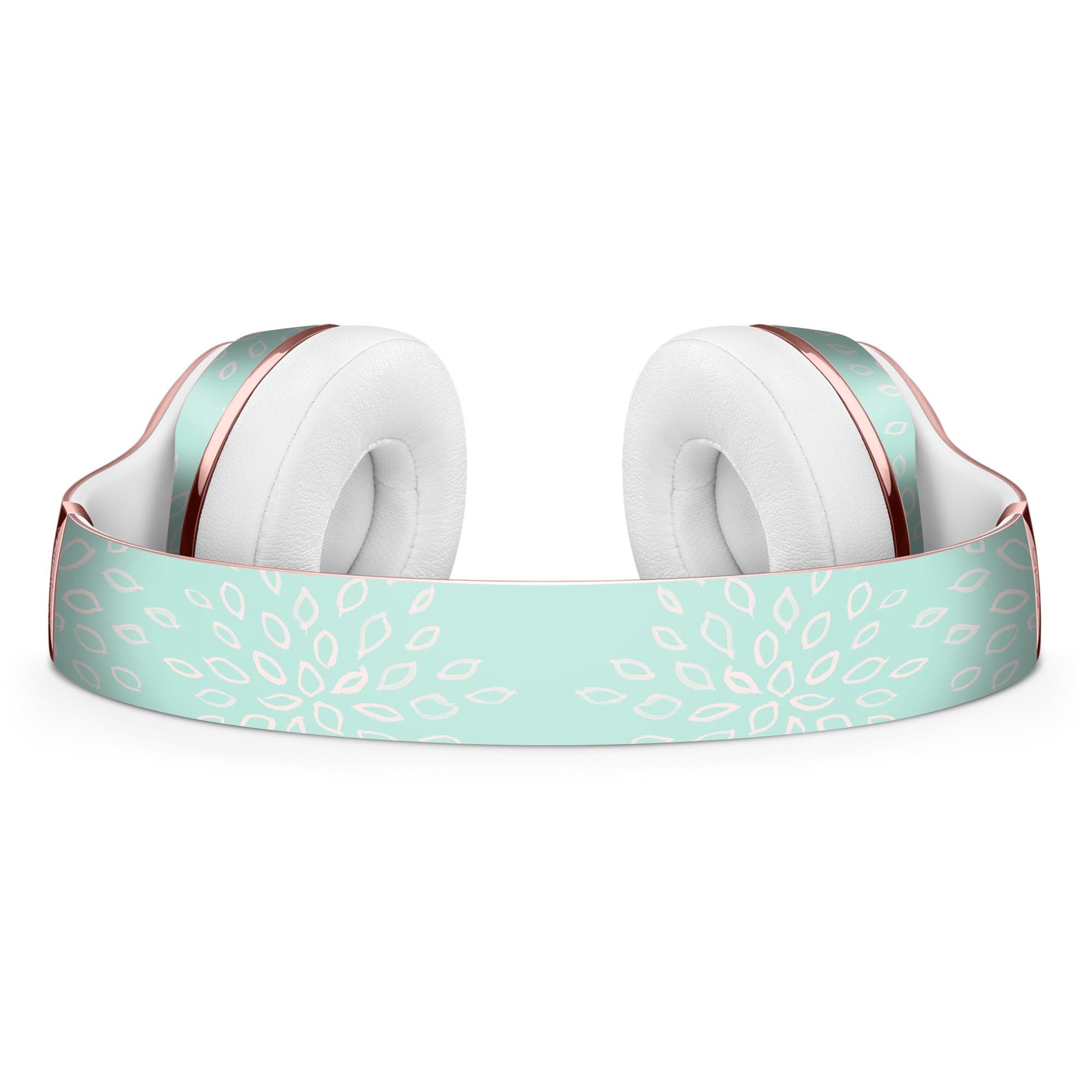 Mint Flower Sprout Full-Body Skin Kit for Beats by Dre Solo 3, showcasing vibrant floral design on headphones.