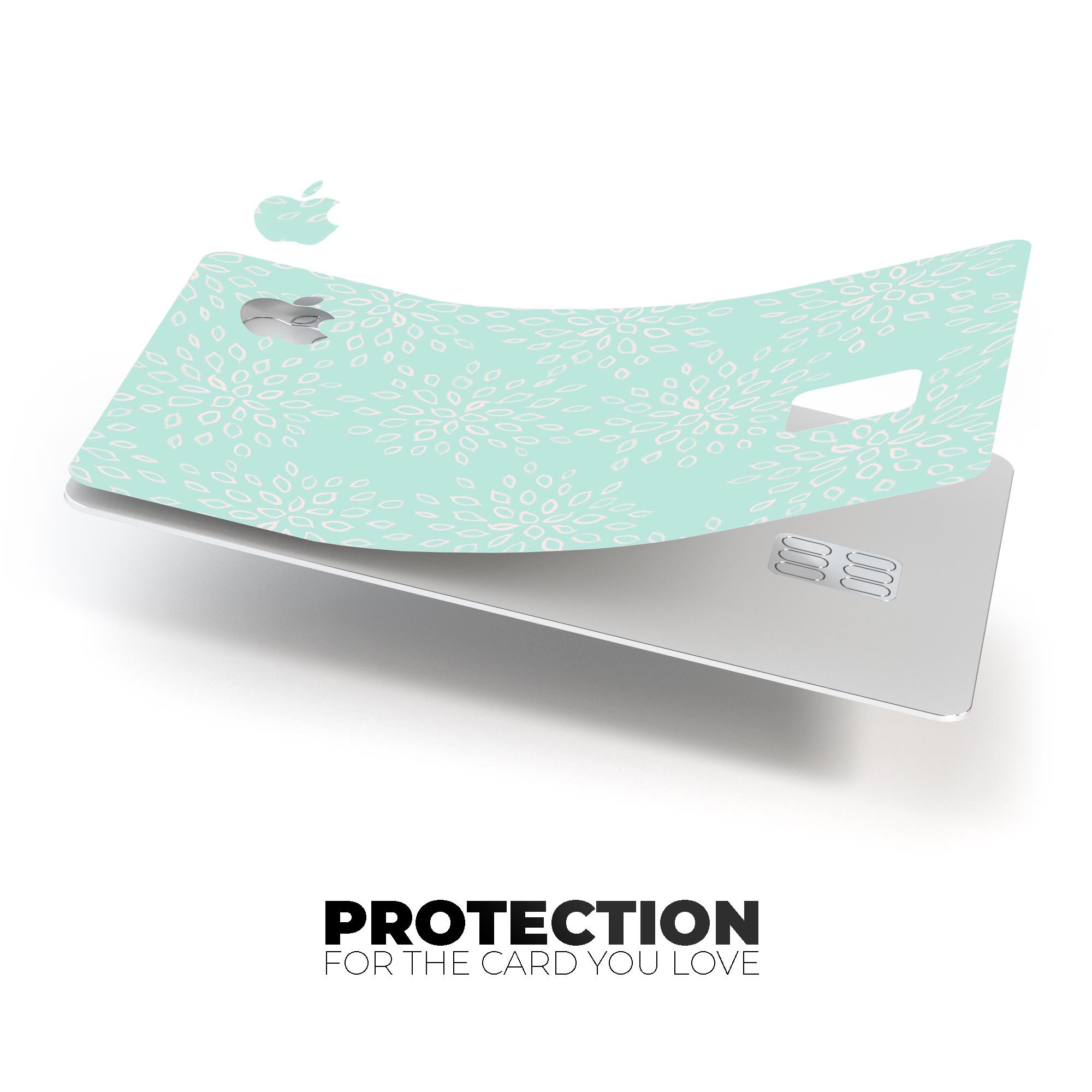 The Mint Flower Sprout premium decal skin-kit for Apple Card, showcasing its vibrant design and protective features.