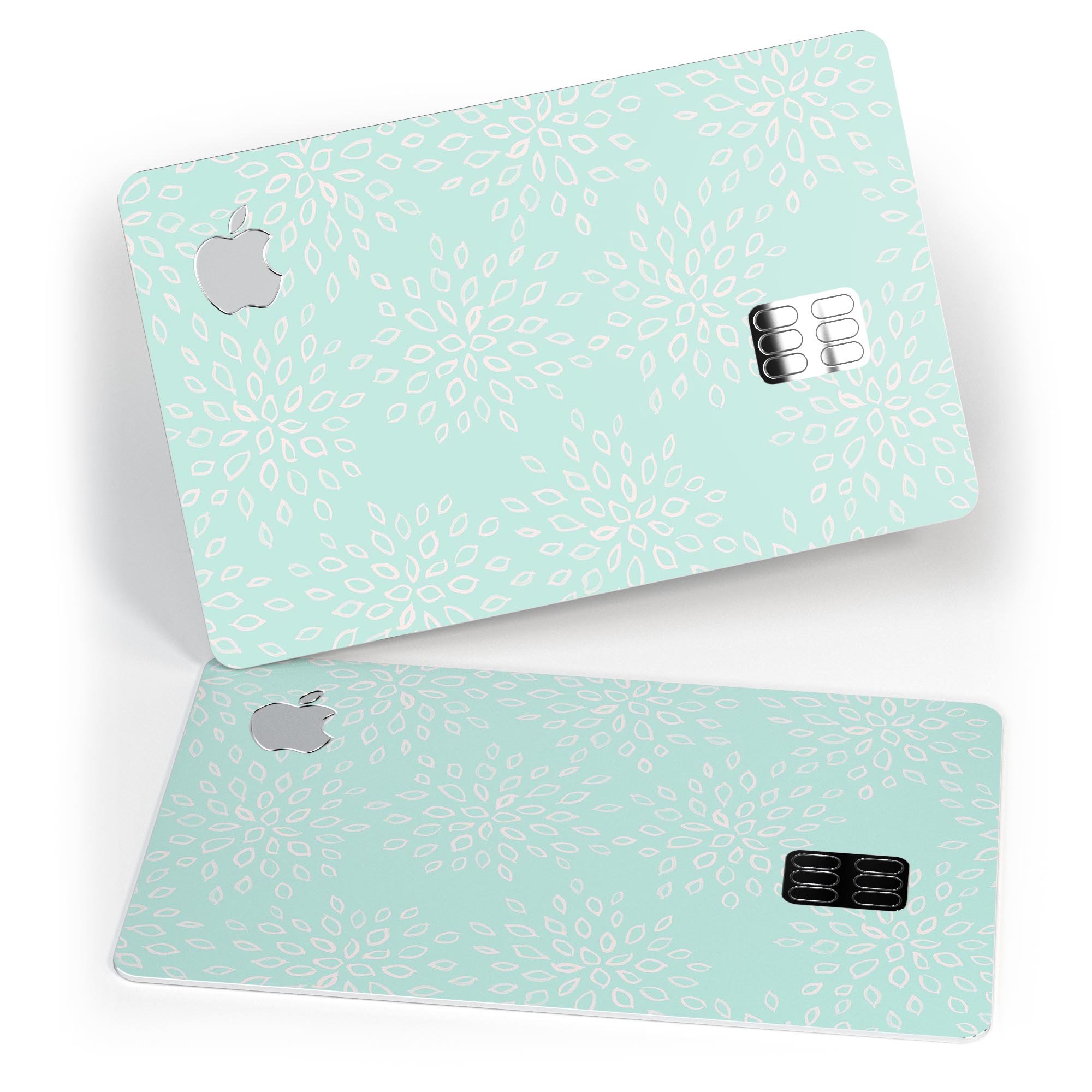 The Mint Flower Sprout premium decal skin-kit for Apple Card, showcasing its vibrant design and protective features.