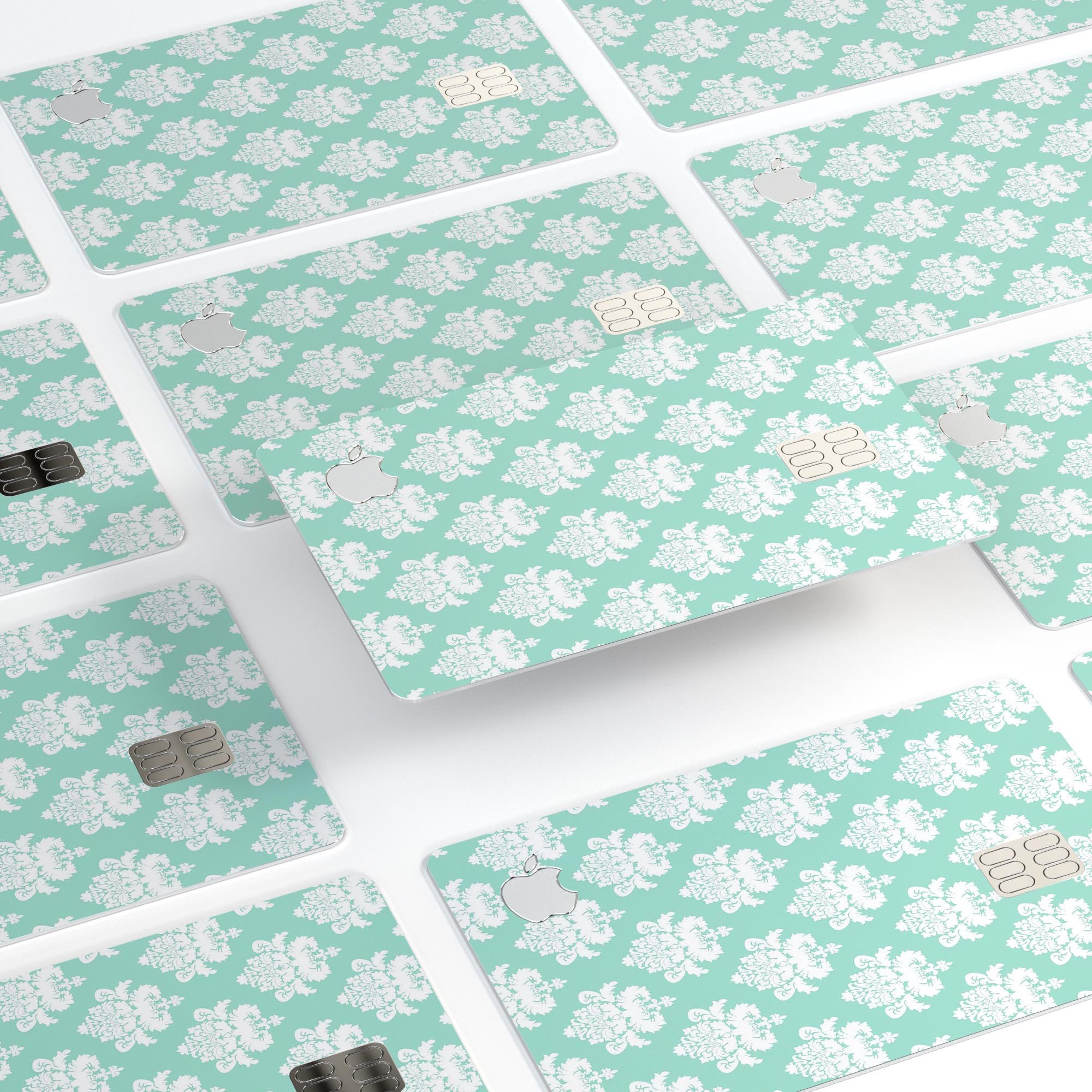 Mint Green Decorative Pattern skin kit for Apple Card, showcasing a stylish design and premium vinyl material.