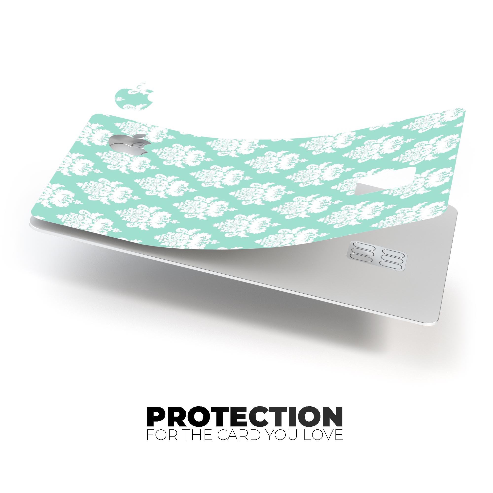 Mint Green Decorative Pattern skin kit for Apple Card, showcasing a stylish design and premium vinyl material.