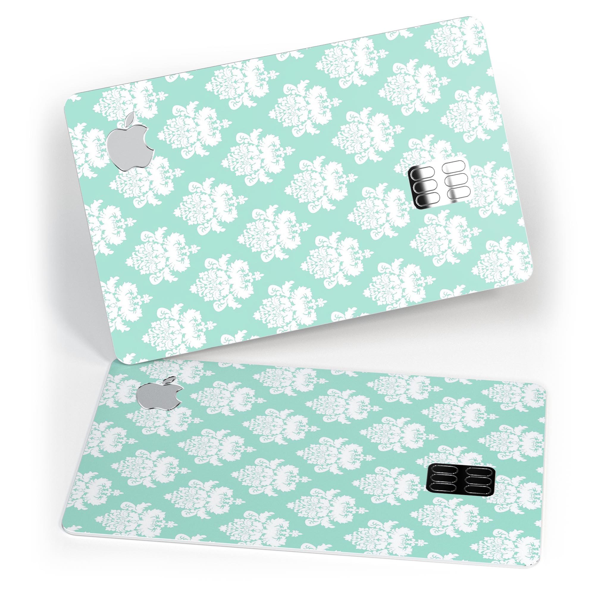 Mint Green Decorative Pattern skin kit for Apple Card, showcasing a stylish design and premium vinyl material.