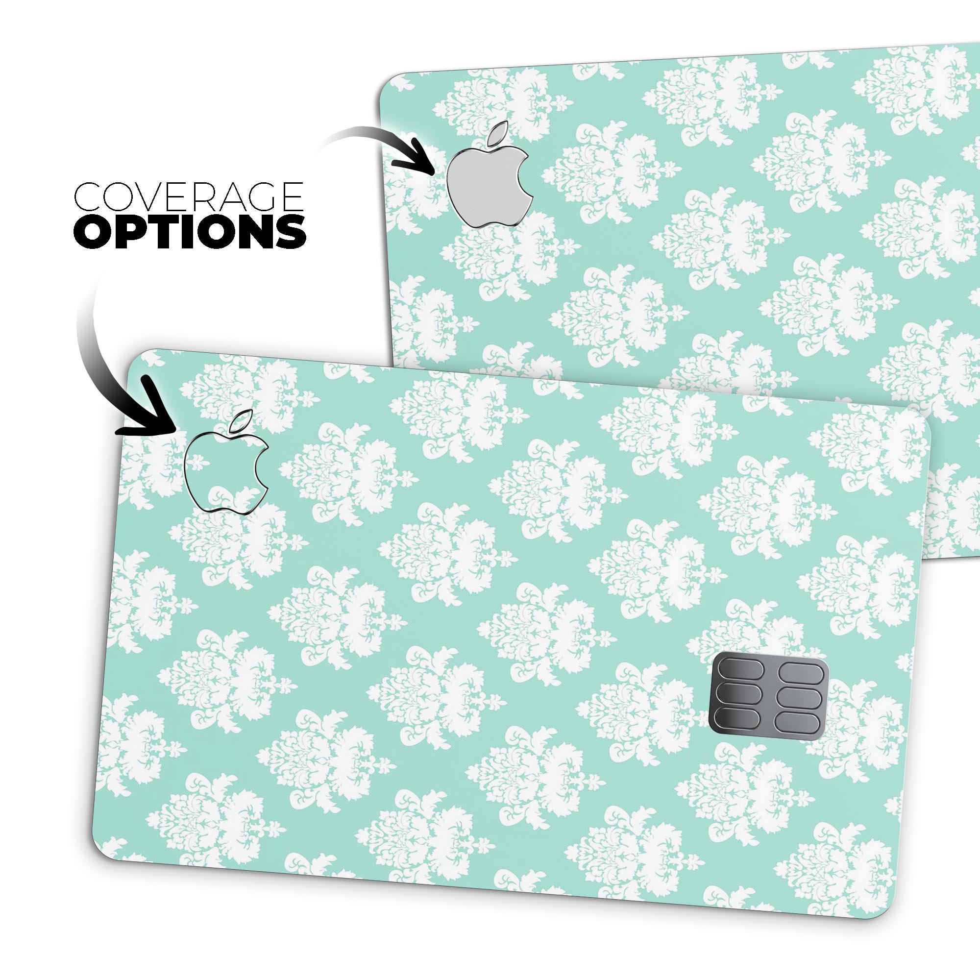 Mint Green Decorative Pattern skin kit for Apple Card, showcasing a stylish design and premium vinyl material.