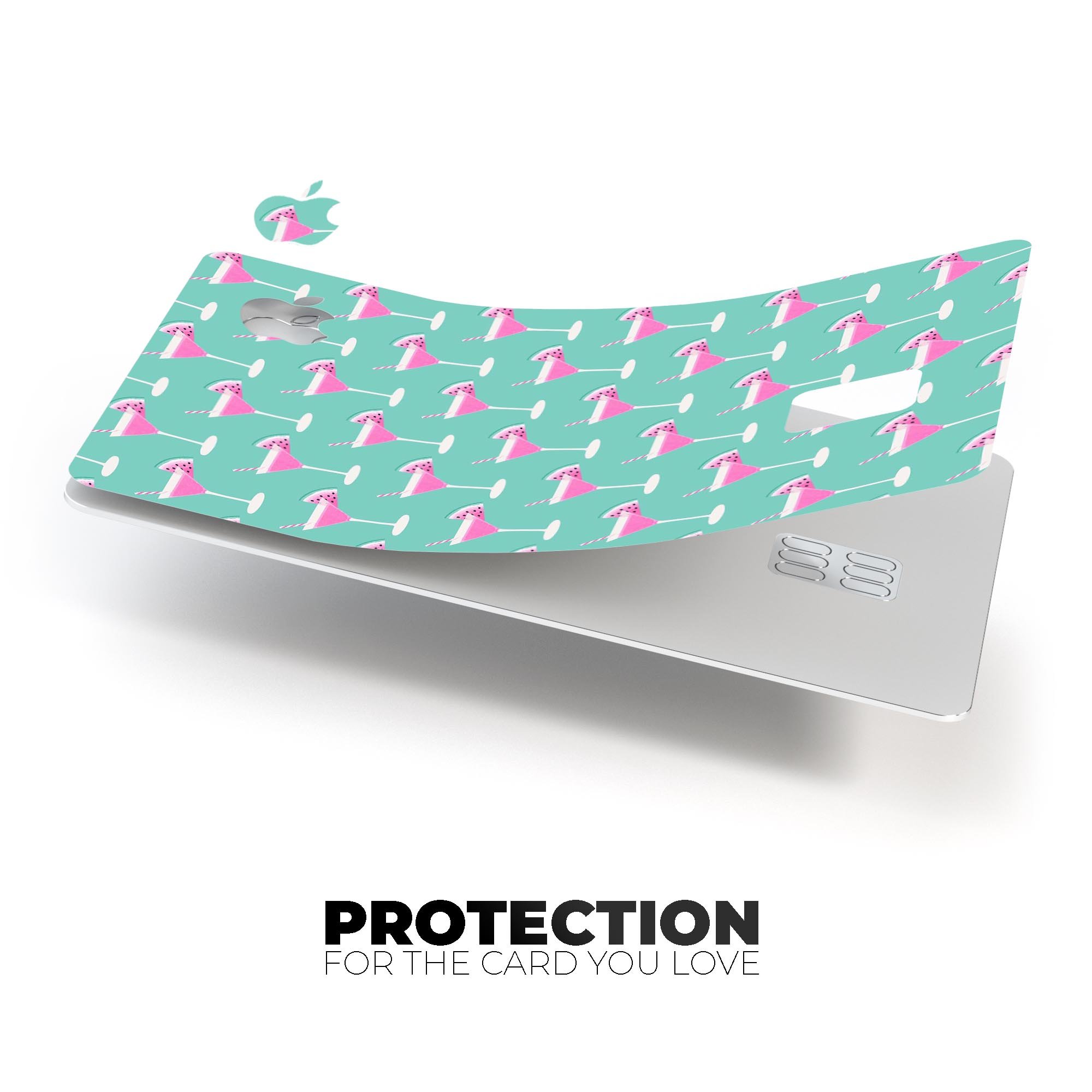 The Mint Watermelon Cocktail skin kit for Apple Card, showcasing vibrant colors and a sleek design.